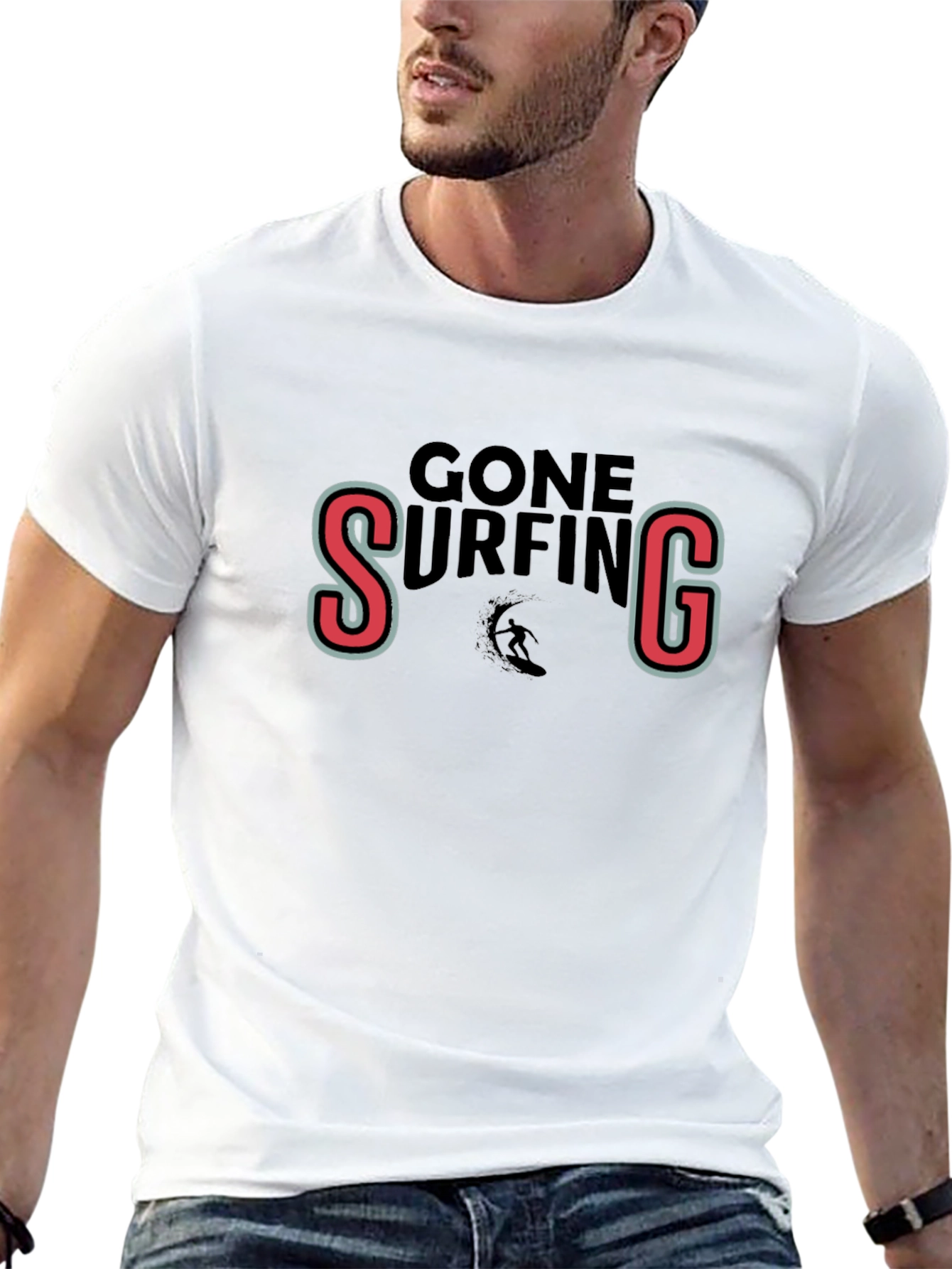 Gone Surfing Black Graphic Tee Shirt