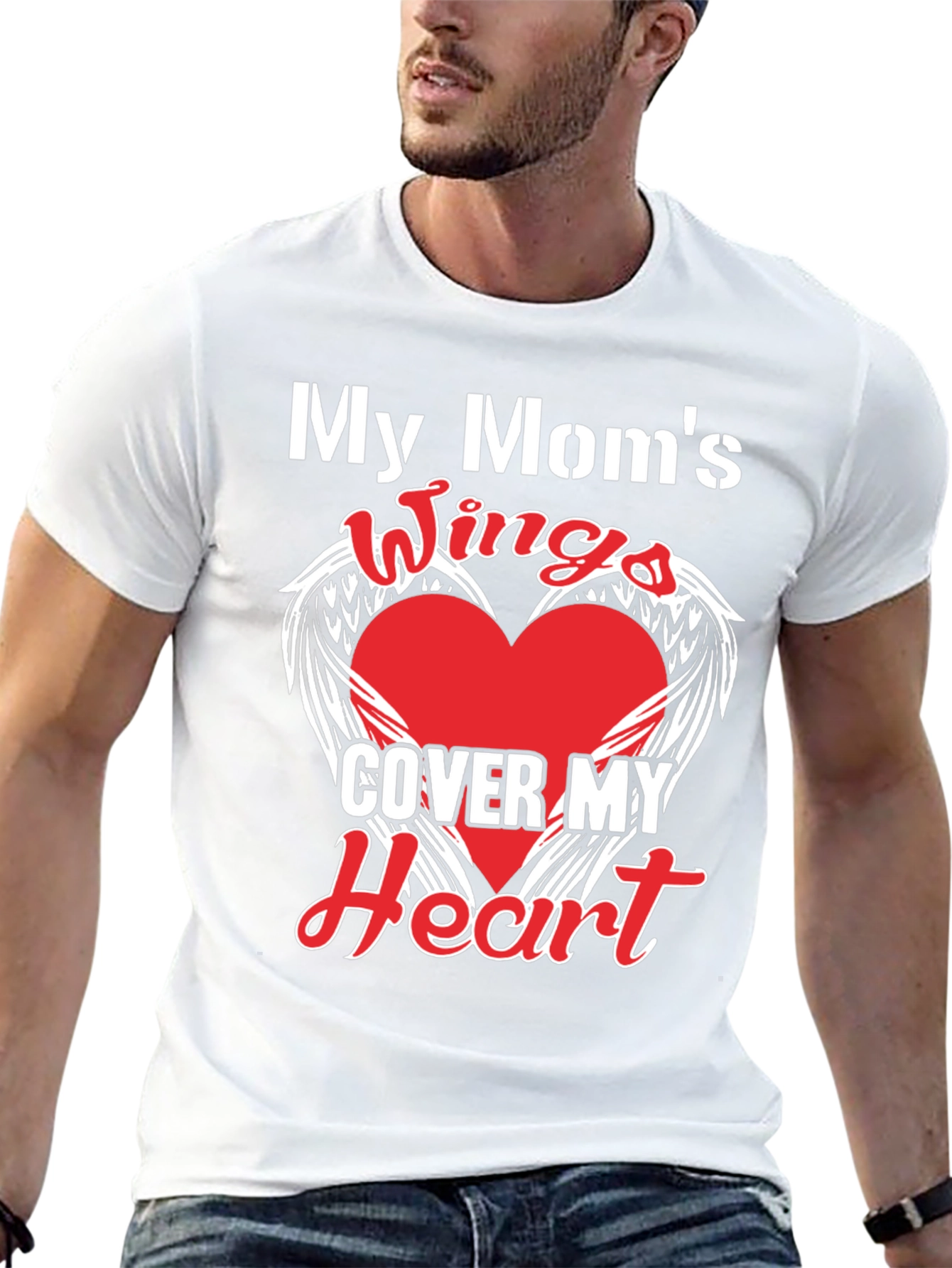 My Moms Wings Cover My Heart Graphic T-Shirt