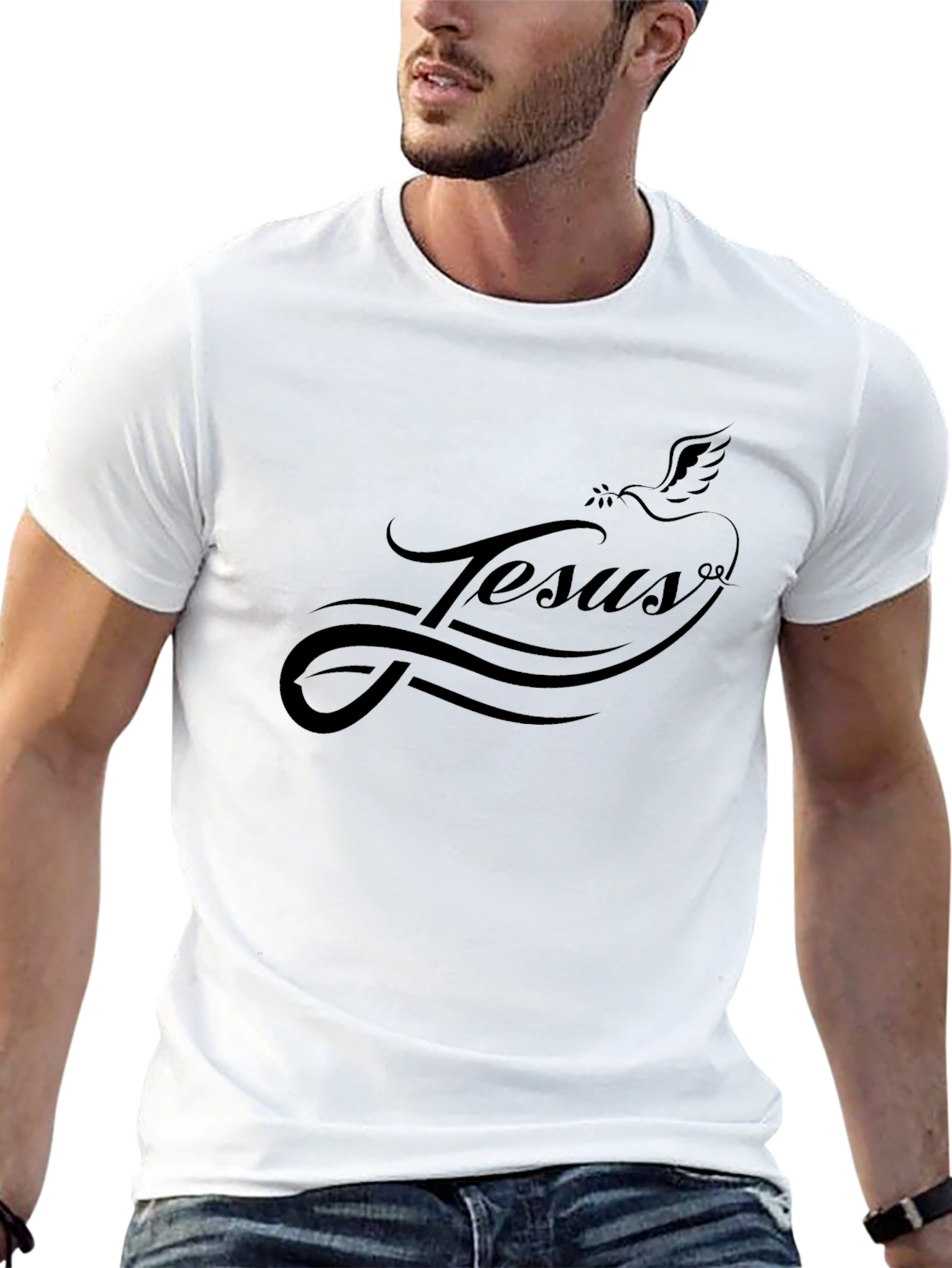 Jesus Dove Black Graphic Tee - Stylish Christian Apparel