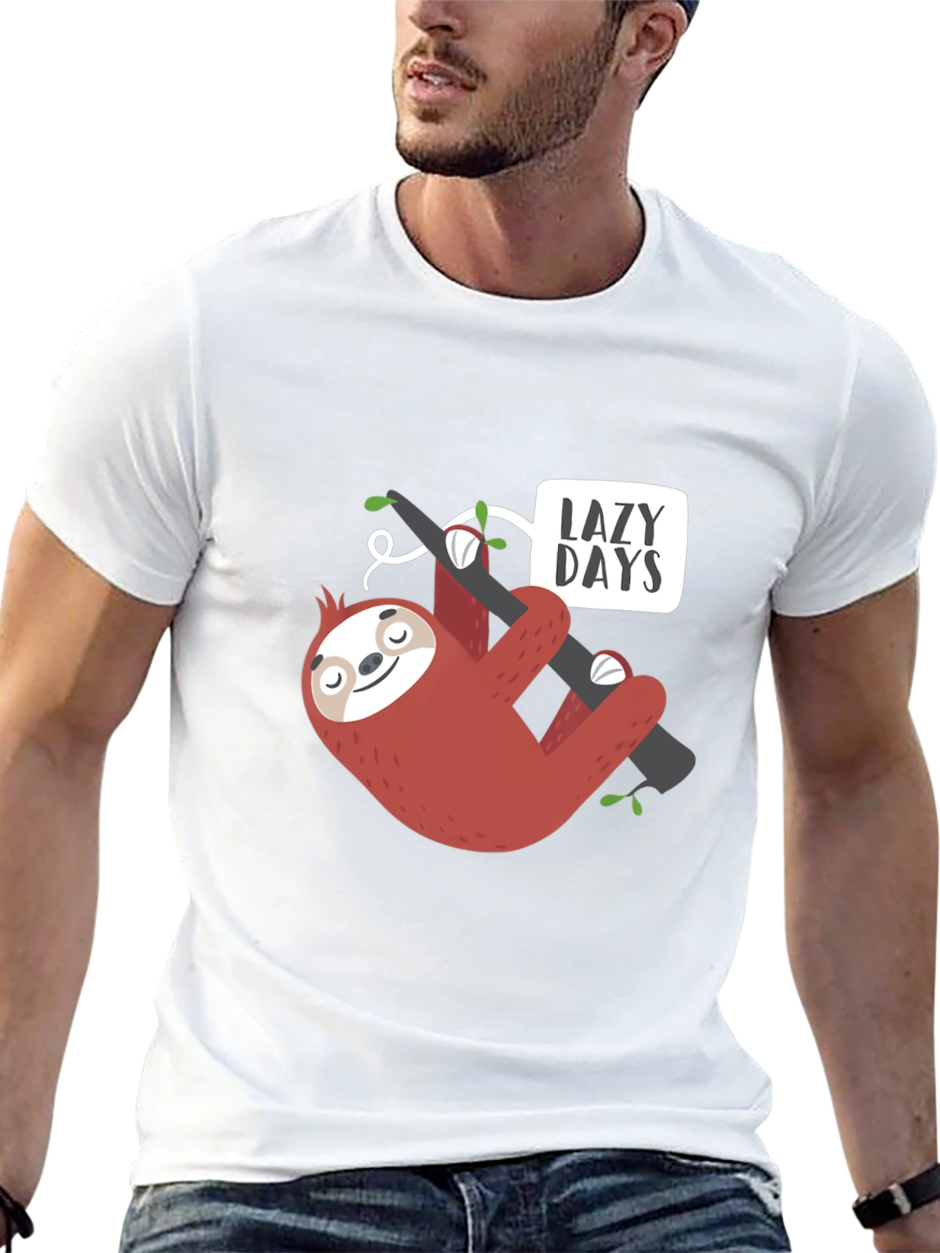 Lazy Days Sloth Graphic Tee - Relaxed Fit