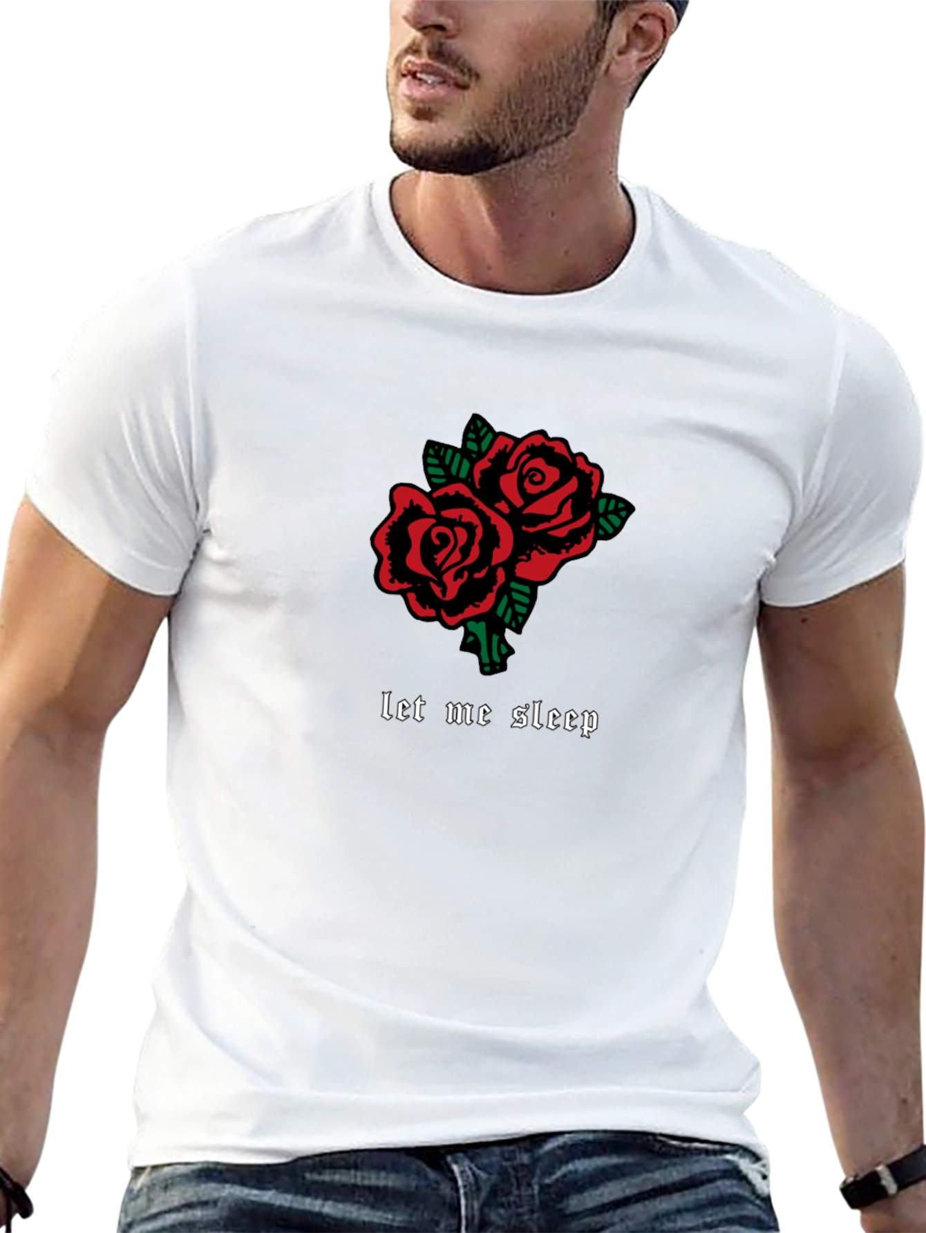Roses Graphic Tee - Let Me Sleep Black T-Shirt