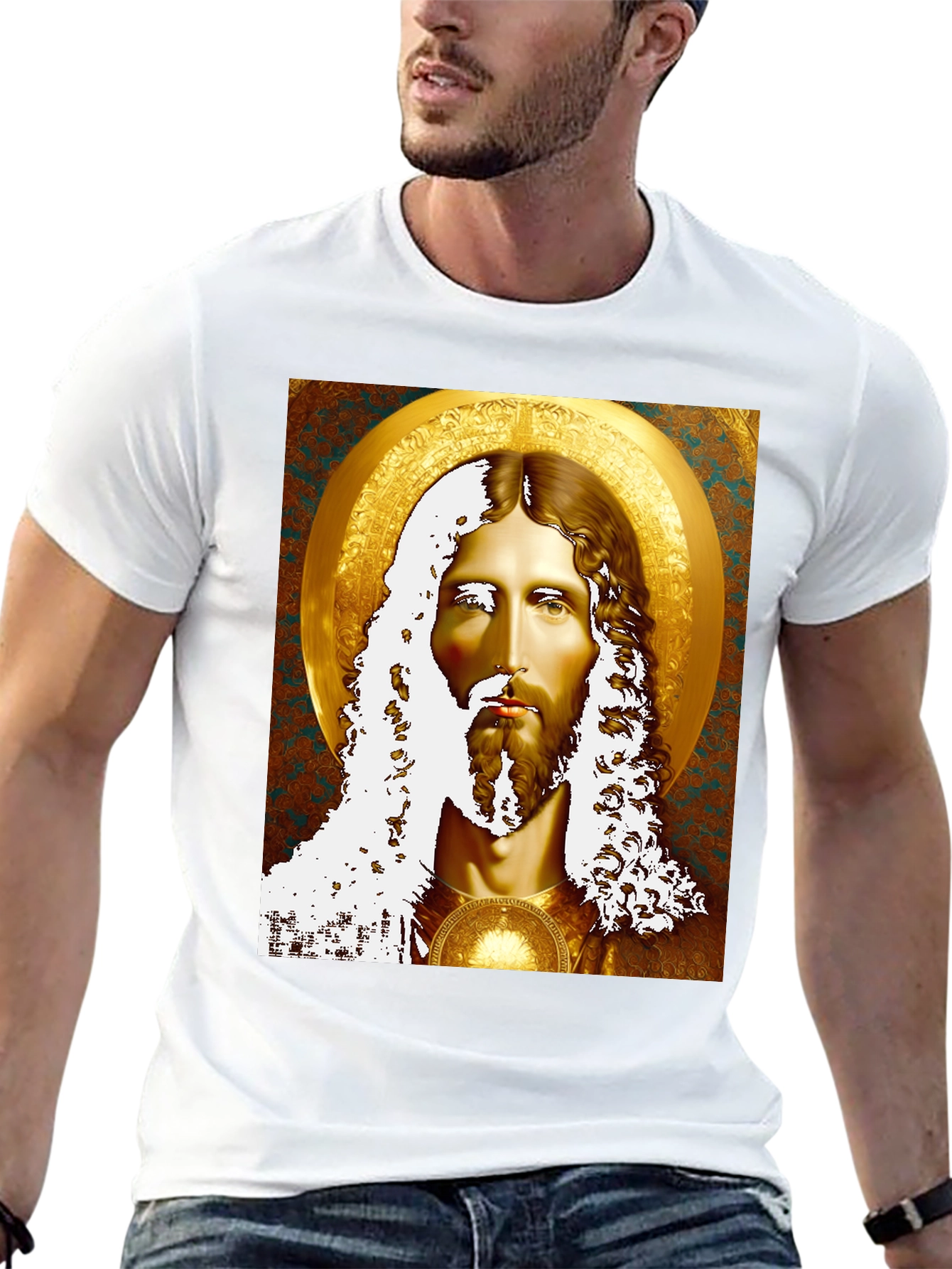 Jesus Portrait Graphic Tee - Religious Inspired Art