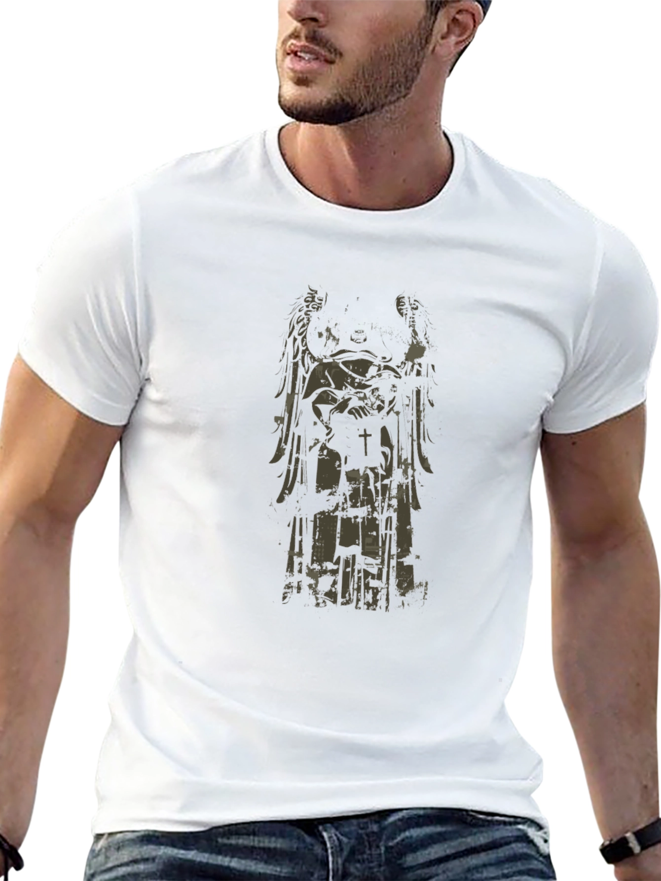 Angel Statue Graphic Black T-Shirt