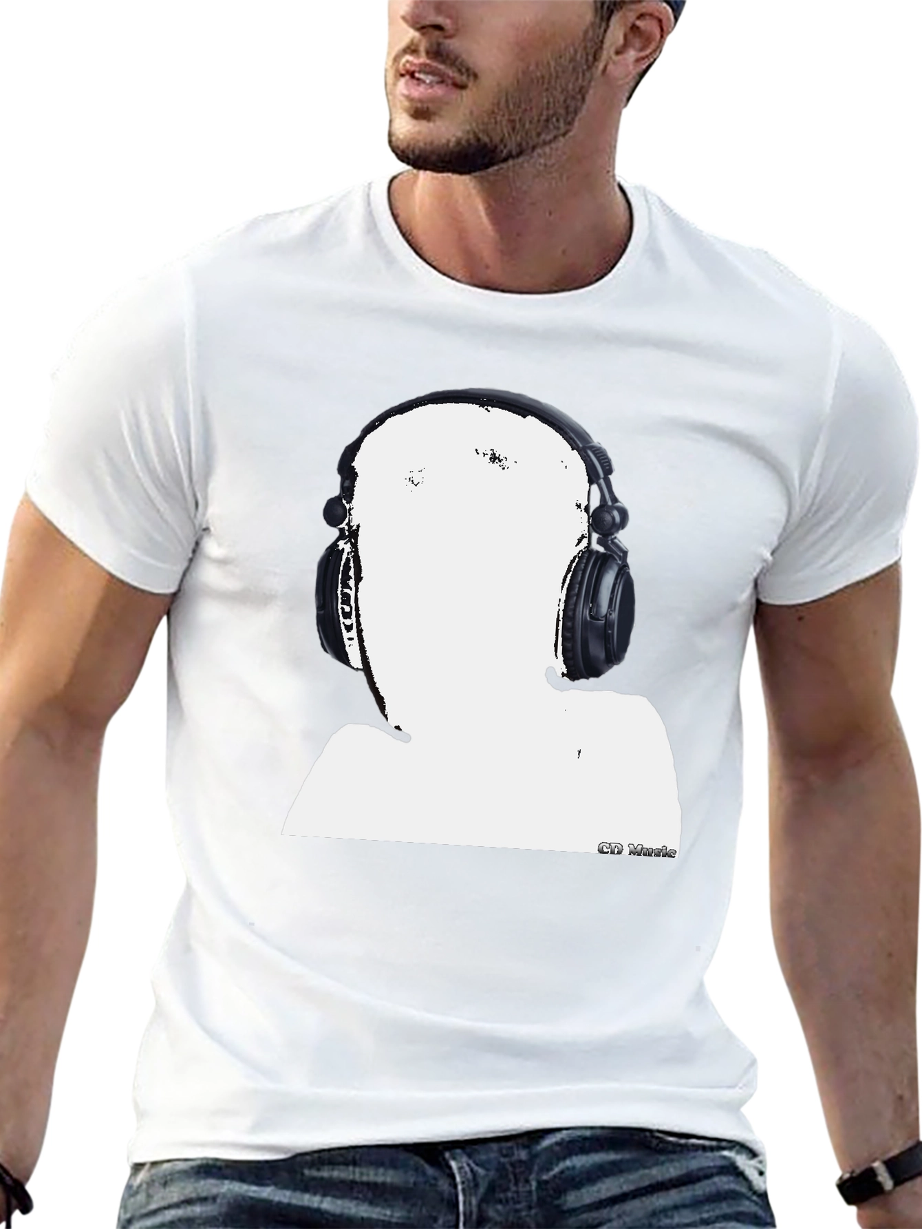 Abstract DJ Graphic Tee - Black Casual T-Shirt
