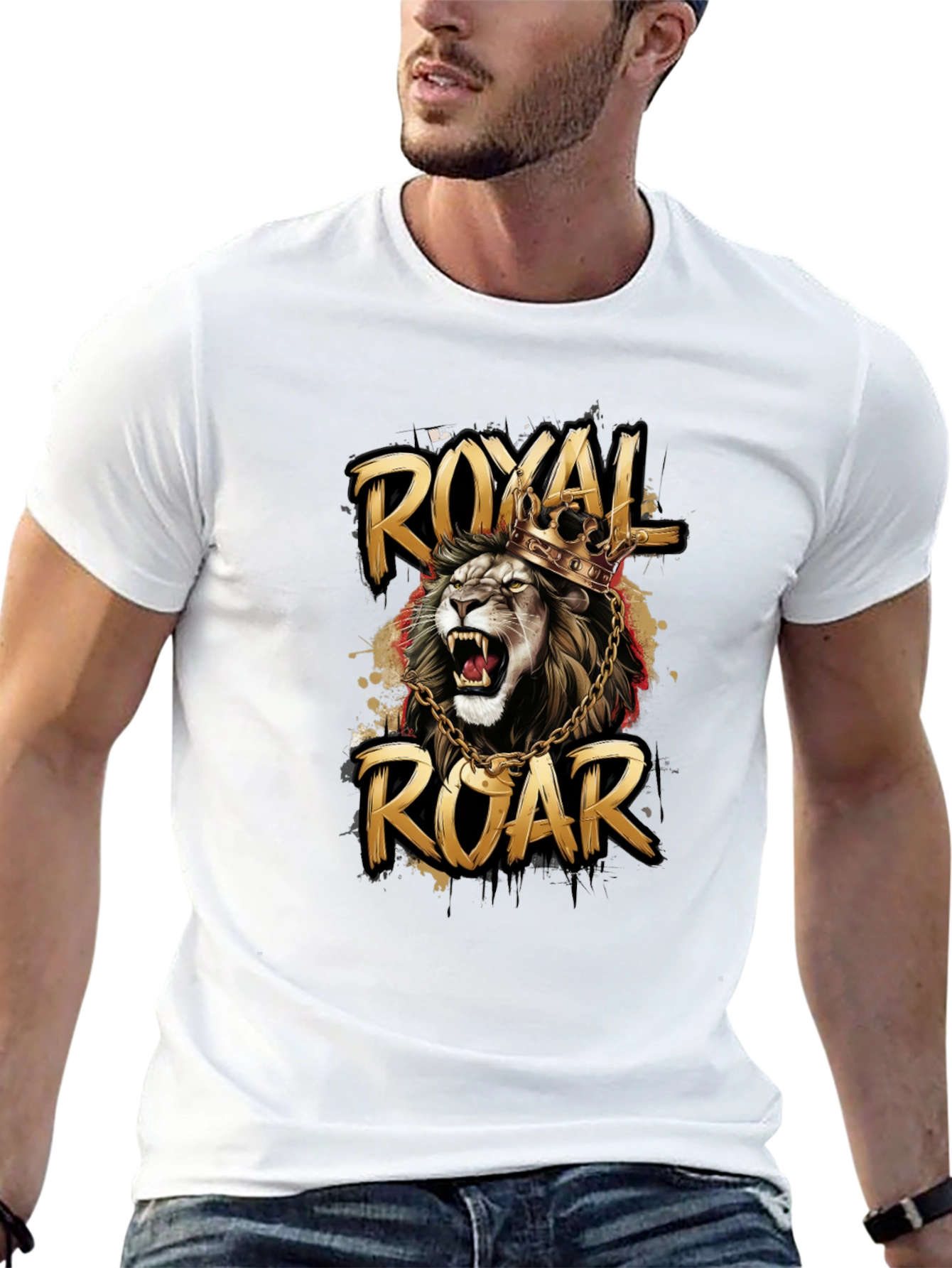 Royal Roar Lion Graphic T-Shirt - Stylish Black Tee