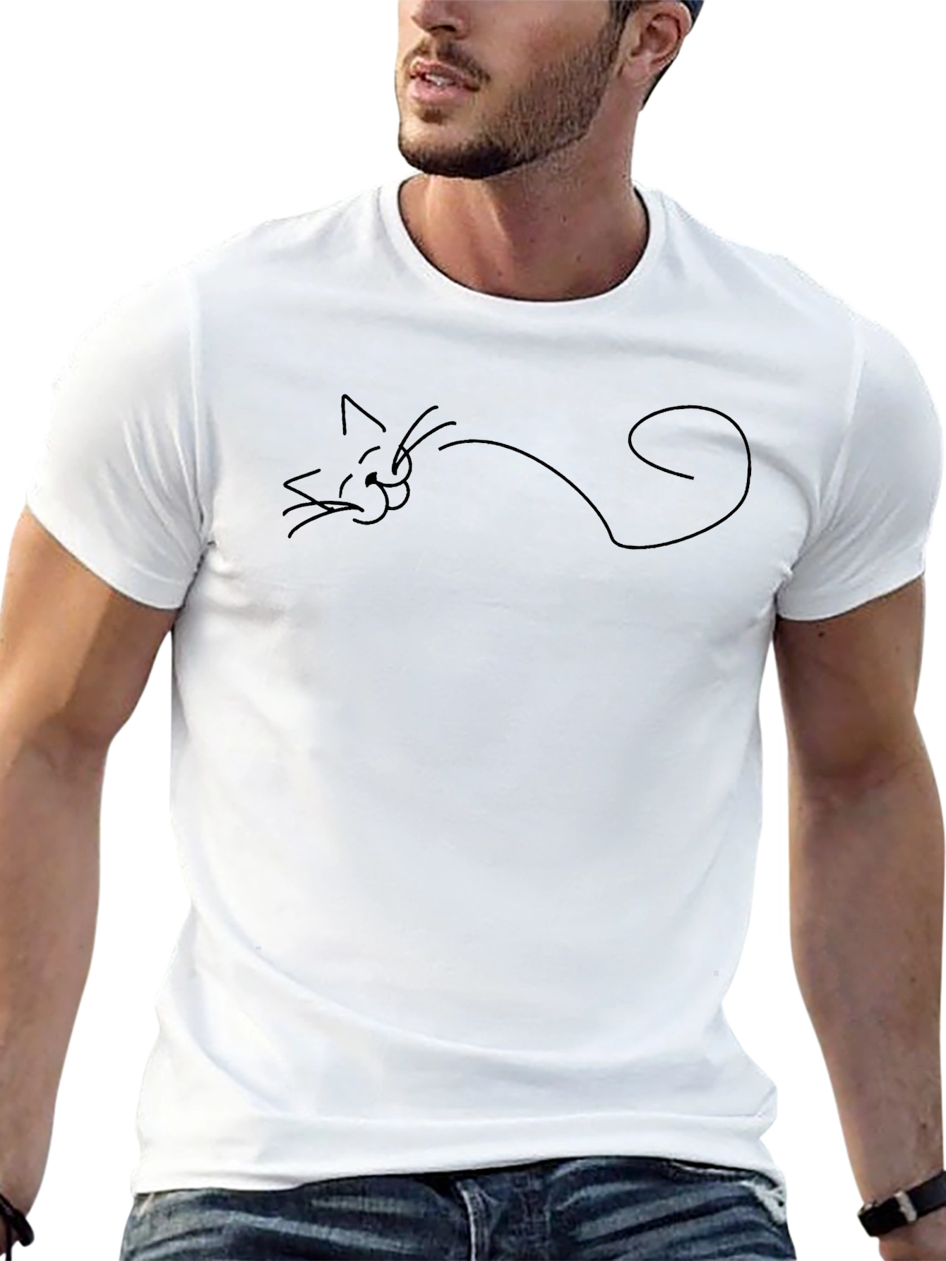 Minimalist Cat T-Shirt - Soft Cotton Blend