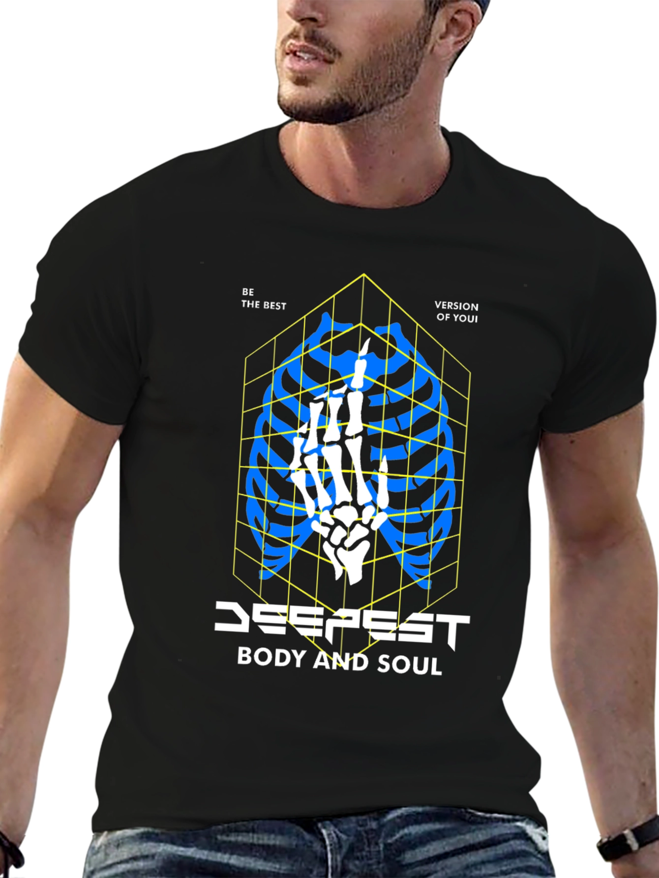 Edgy Skeleton Ribcage Graphic T-Shirt