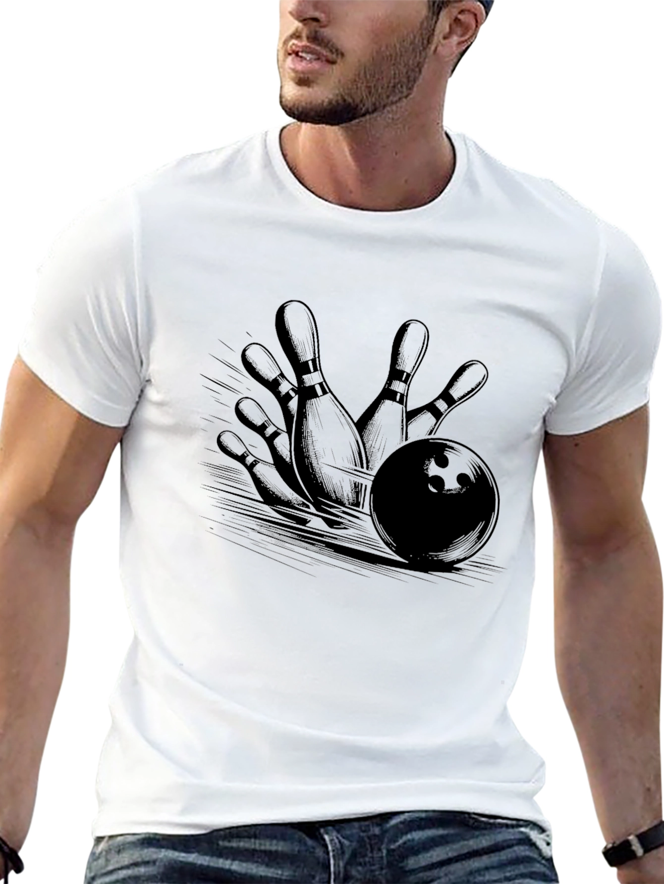 Bowling Strike Graphic Tee - Mens Black T-Shirt