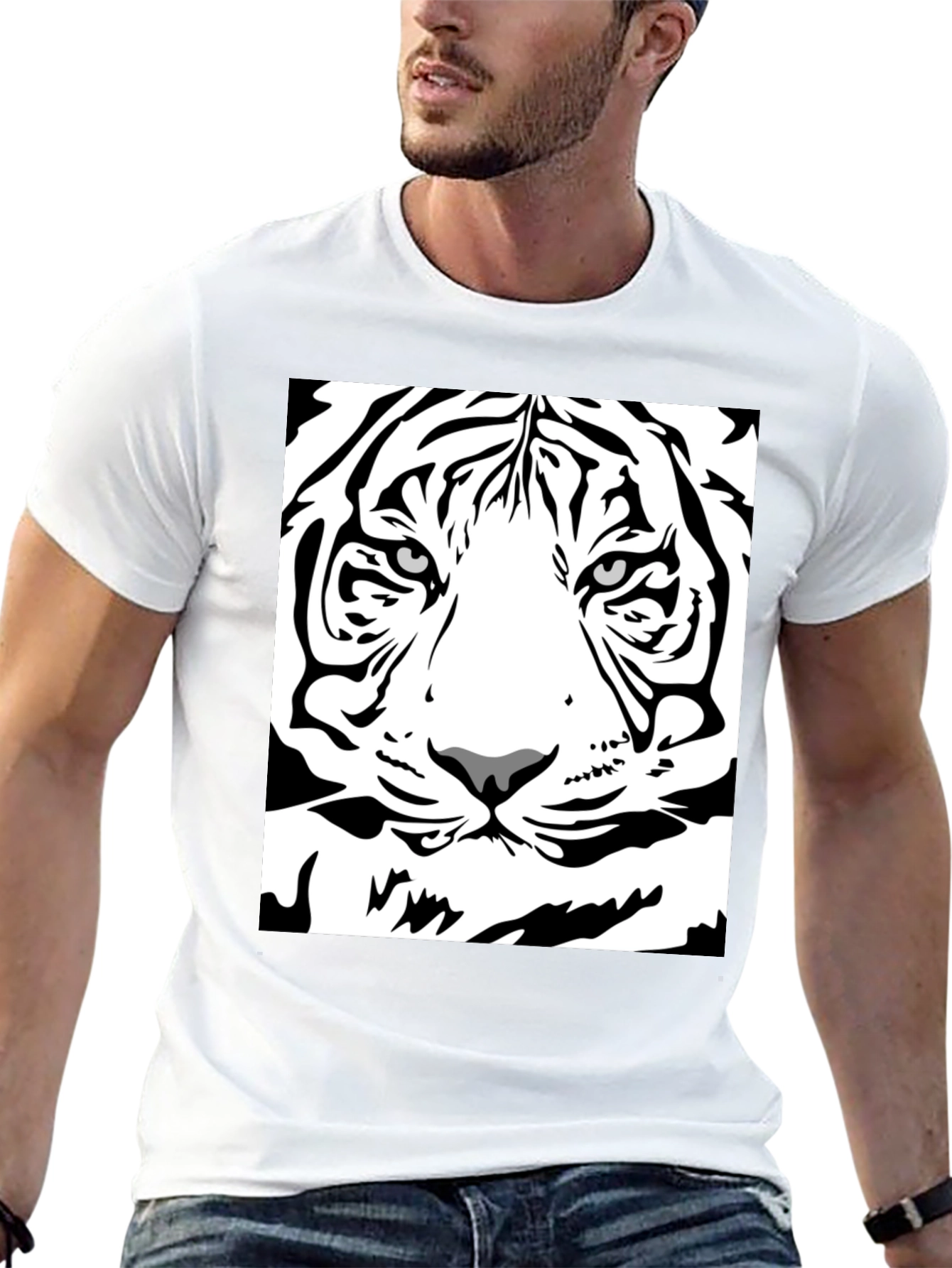 Tiger Face Graphic Tee - Mens Black T-Shirt