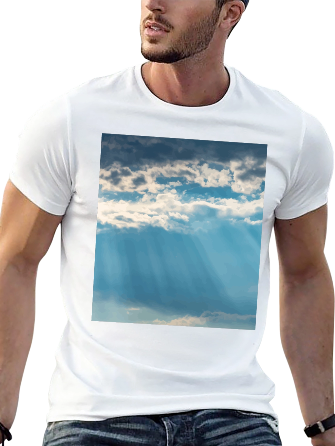 Sky Cloudscape Graphic Tee - Unisex Black T-Shirt
