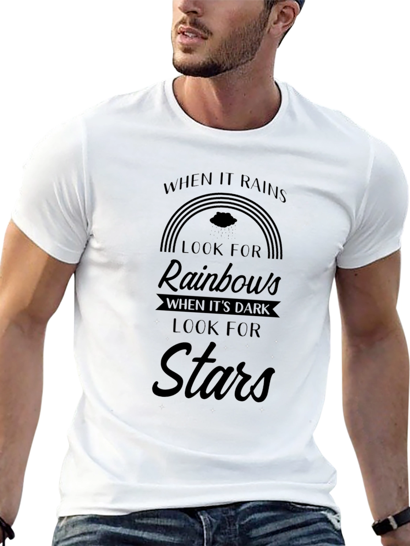 Rainbows and Stars Graphic Tee - Black