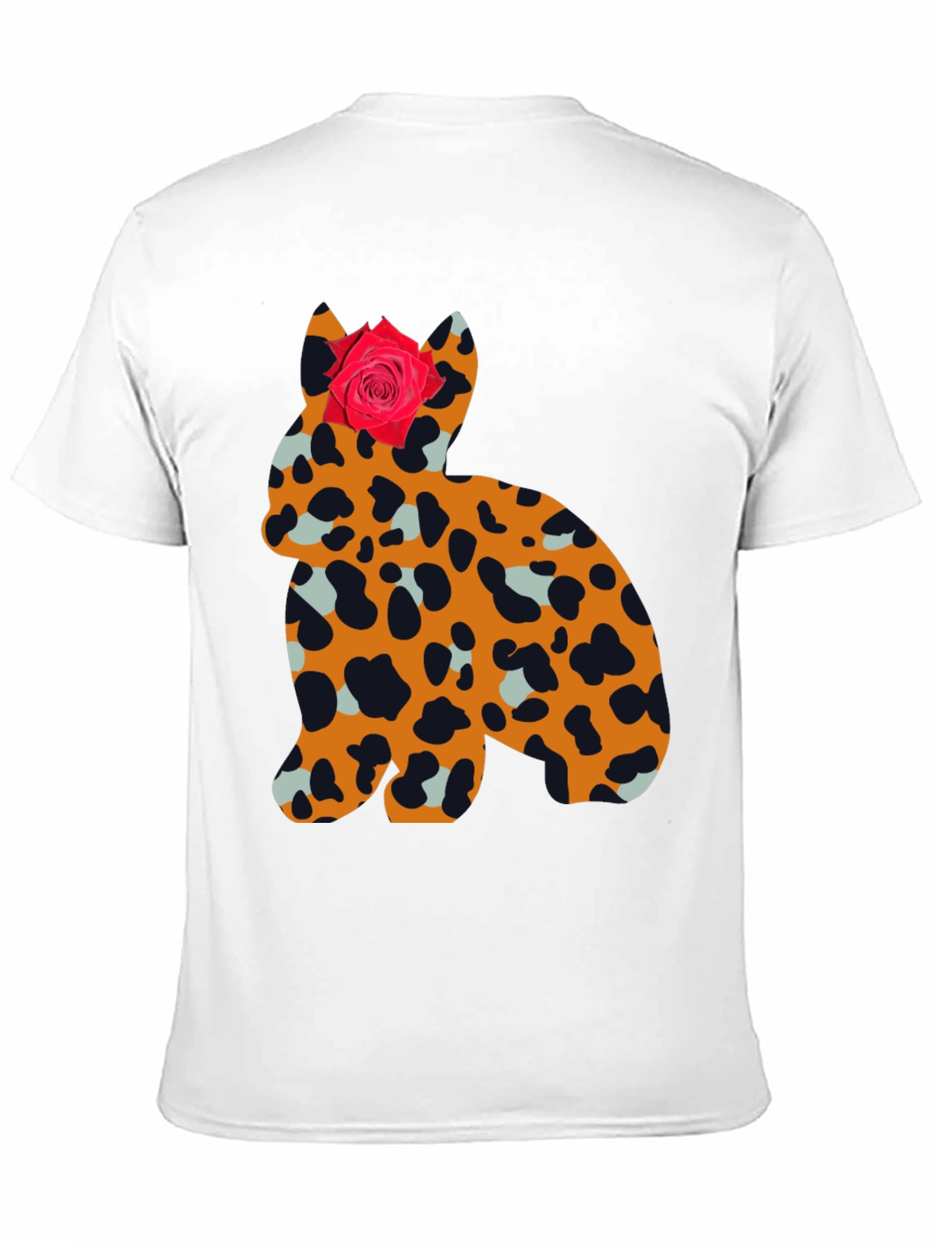 Leopard Print Cat with Rose Tee