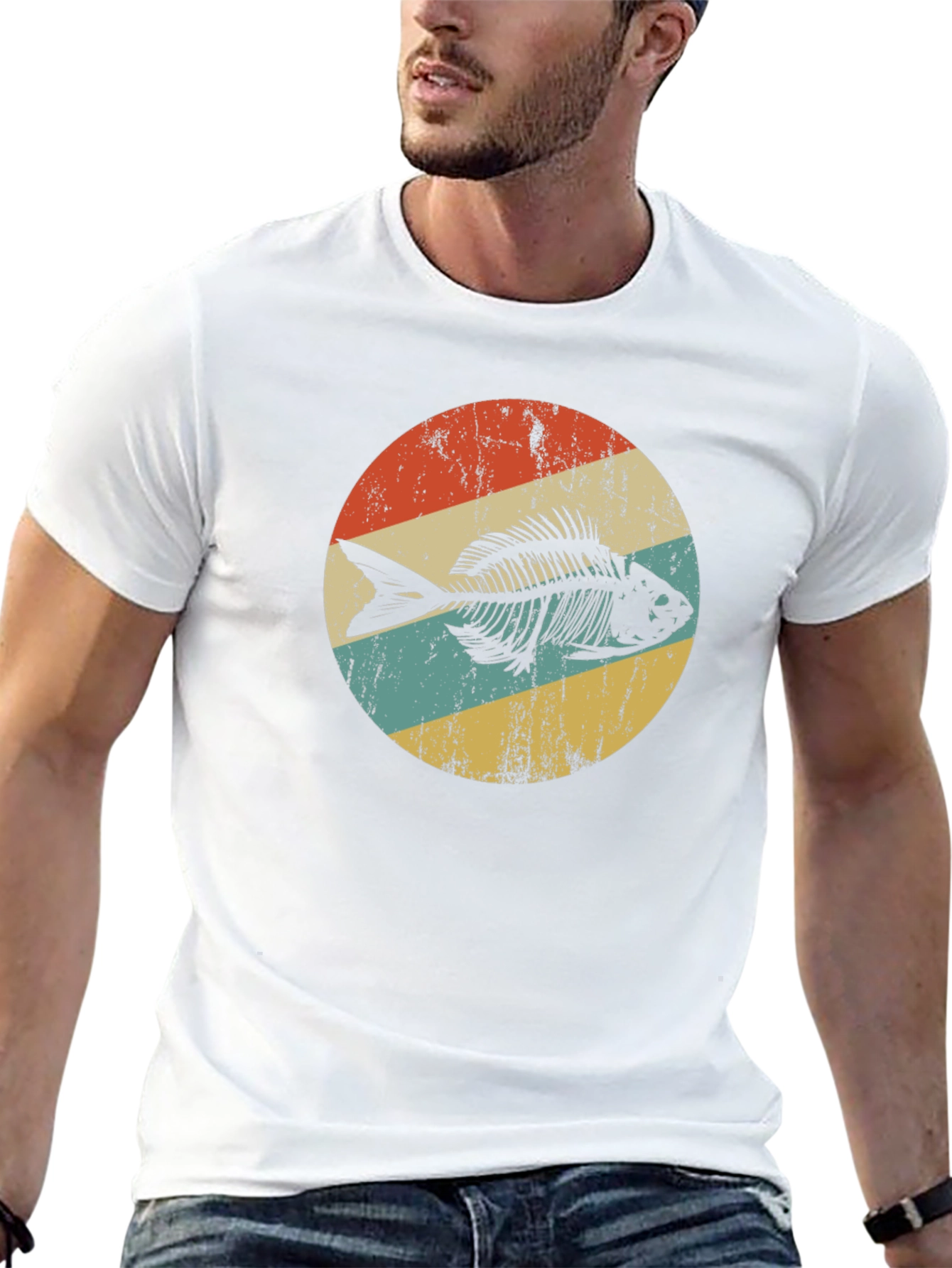 Retro Fish Skeleton Graphic T-Shirt