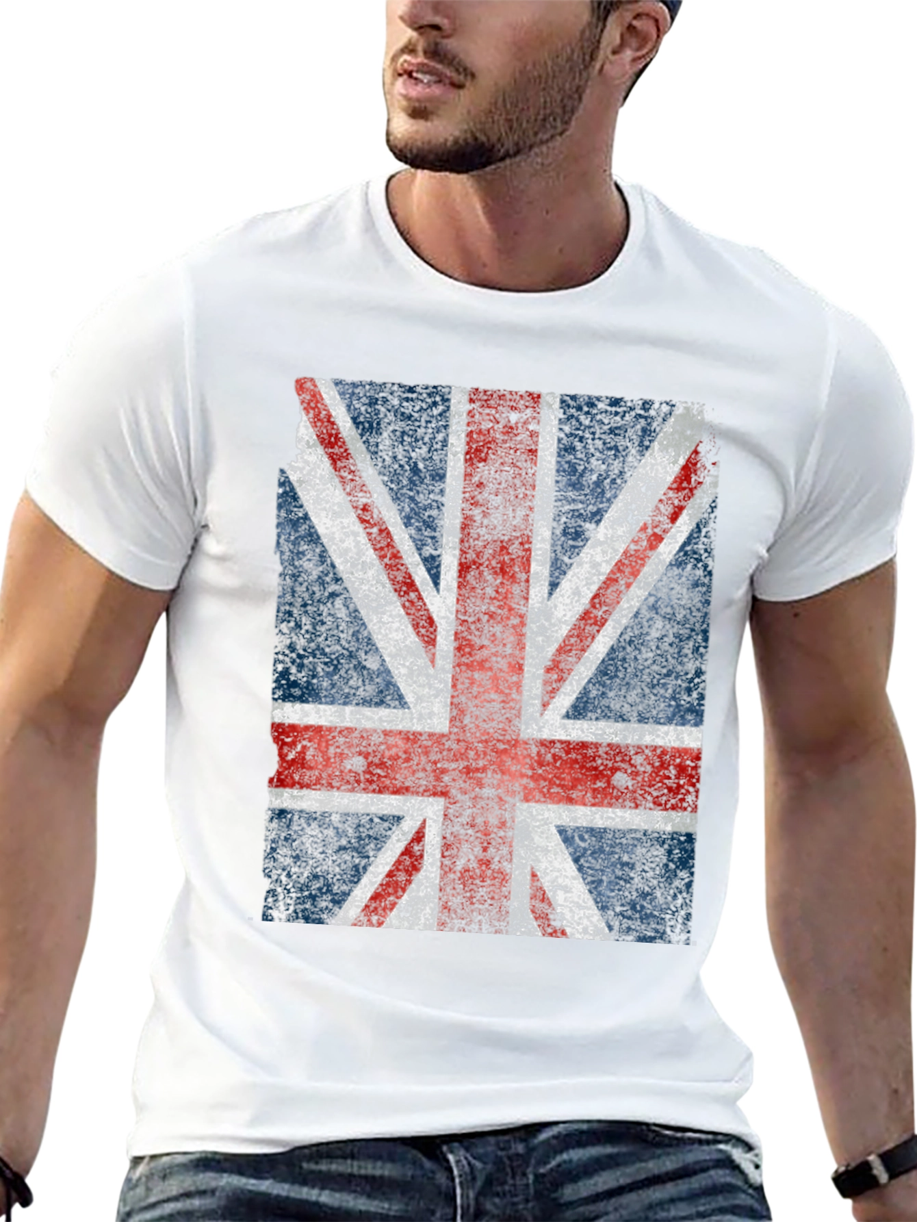 Union Jack Flag Graphic Tee - Distressed Style