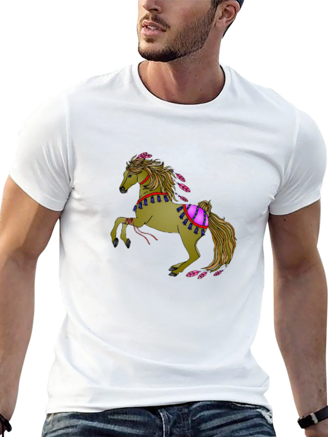 Mens Black Horse Graphic Tee