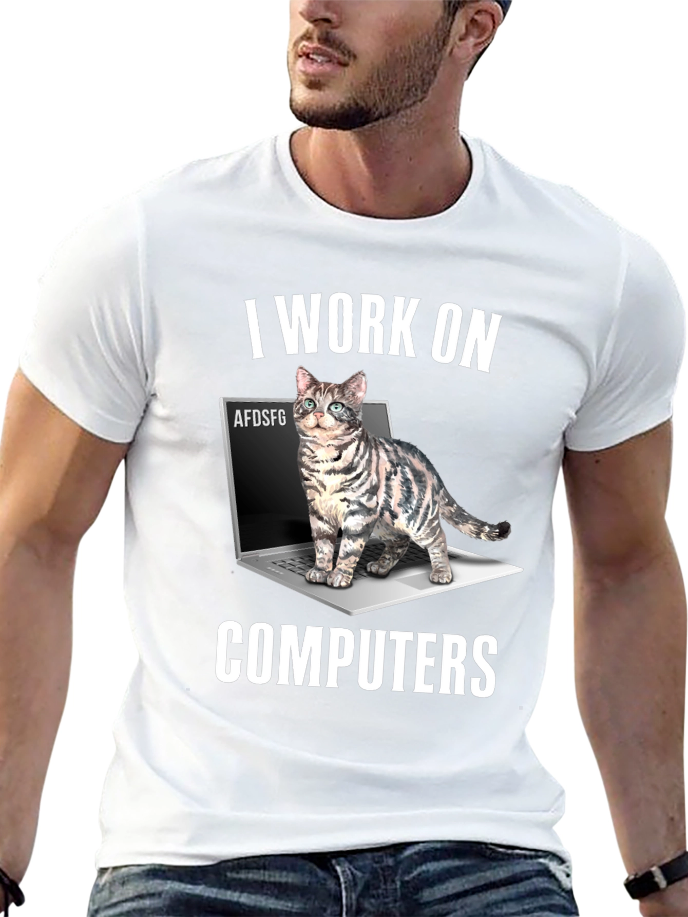 I Work On Computers Cat T-Shirt