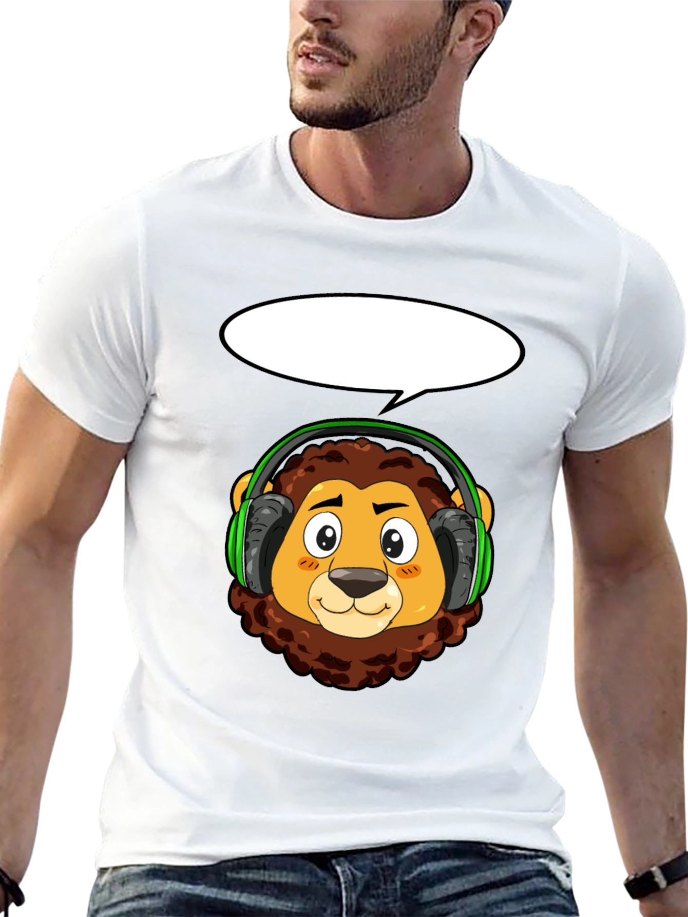 Lion Headphone T-Shirt - Cool Animal Tee
