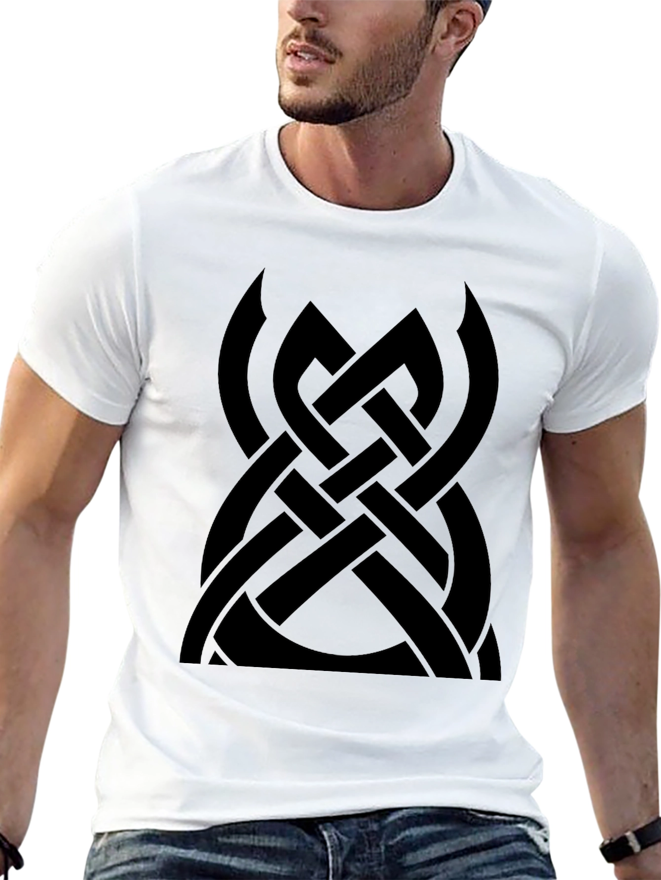 Black Celtic Knot Graphic Tee - Casual Style
