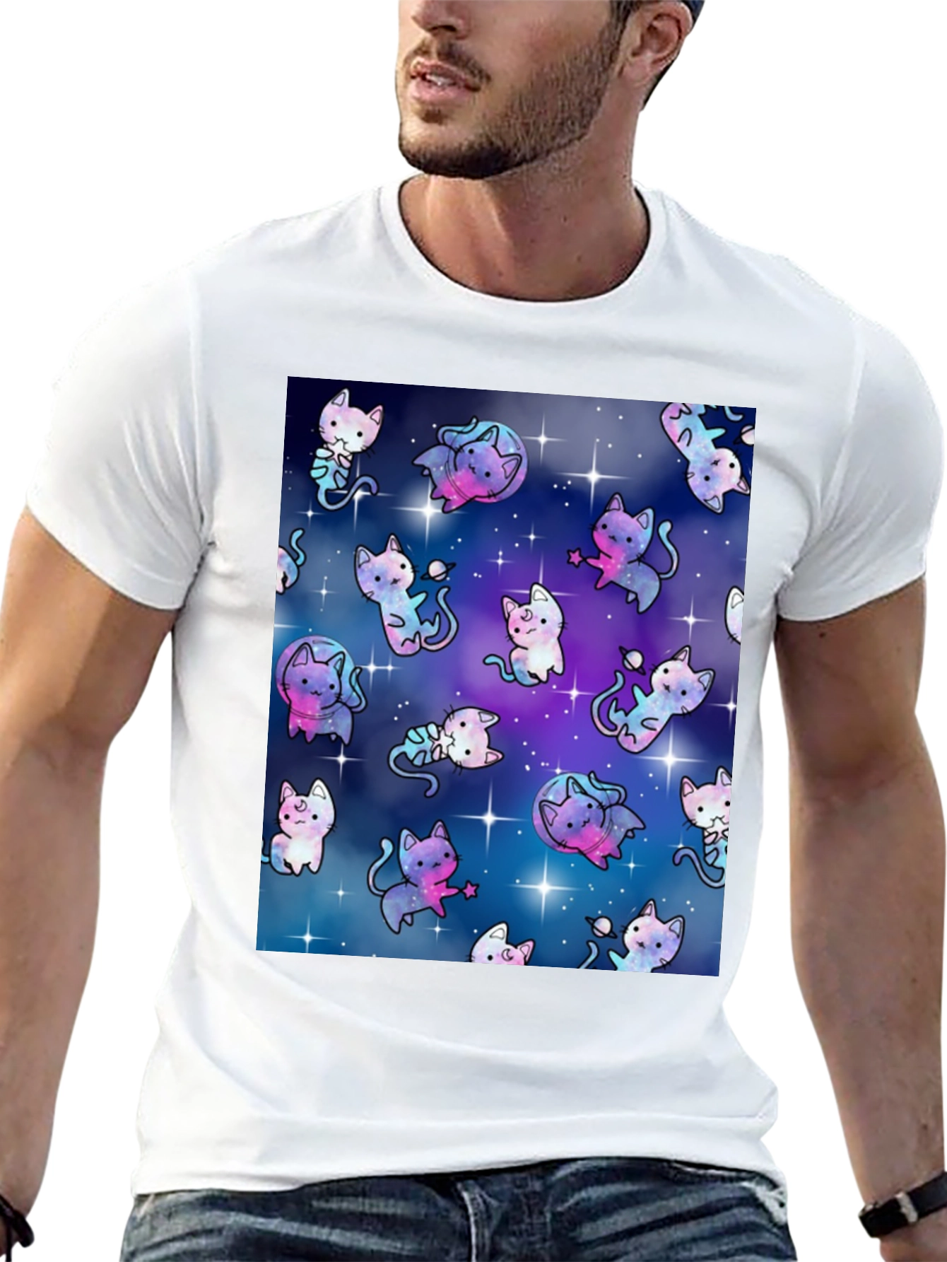 Galaxy Cat Black T-Shirt