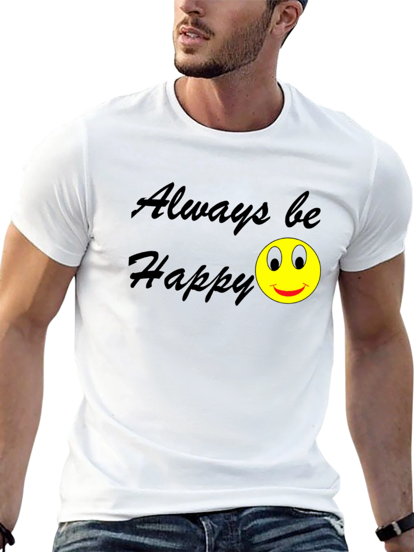 Always Be Happy Graphic Black T-Shirt