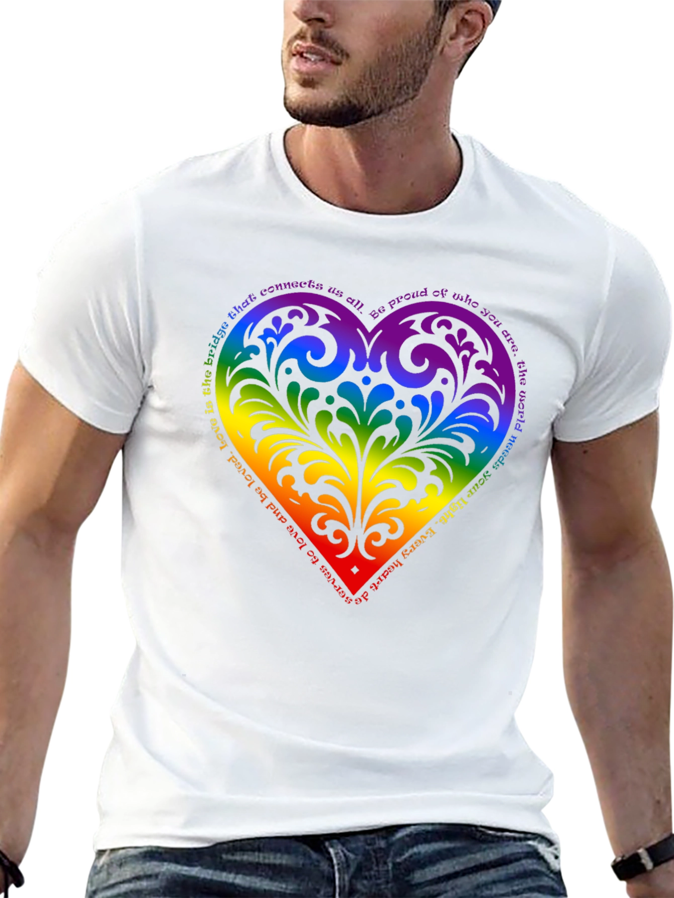 Pride Heart T-Shirt - Love is the Bridge