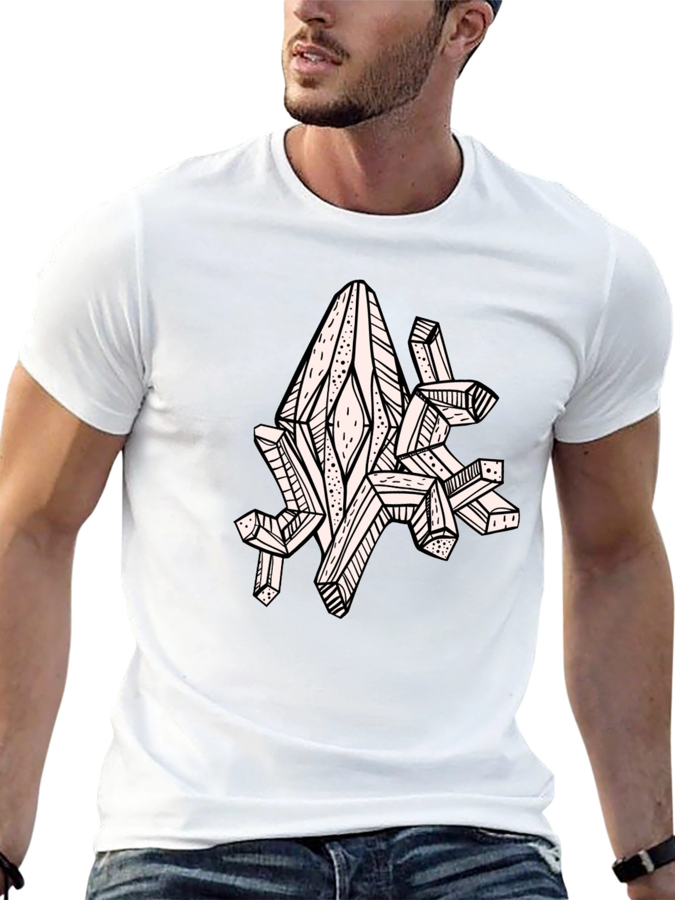 Geometric Crystal Graphic Tee - Black
