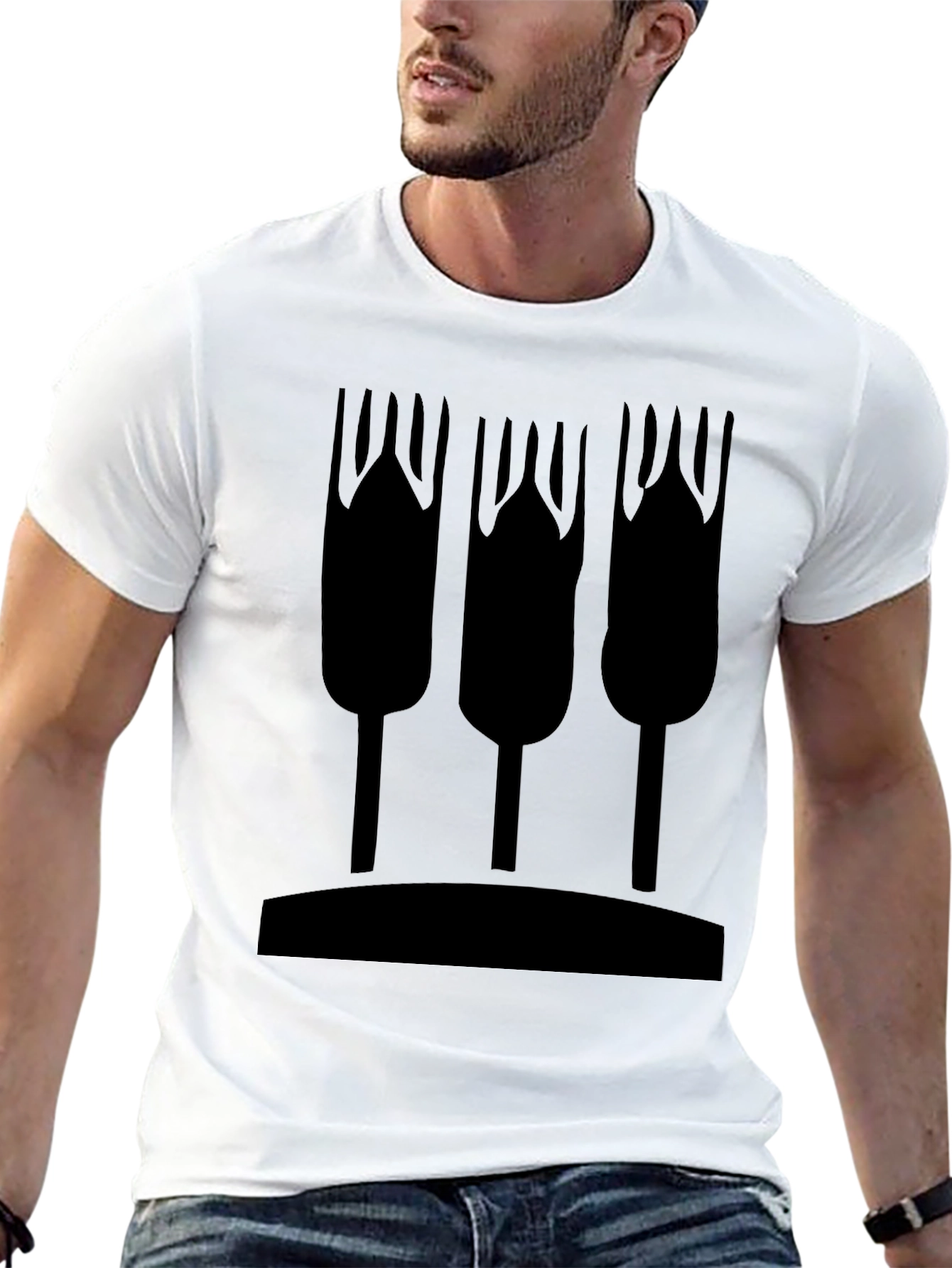 Abstract Wheat Graphic Tee - Black