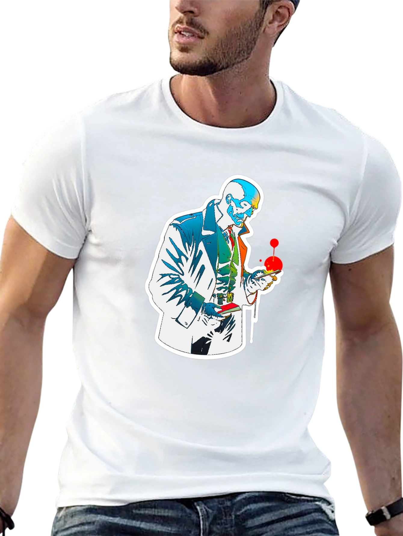 Stylized Skull Detective Graphic Tee
