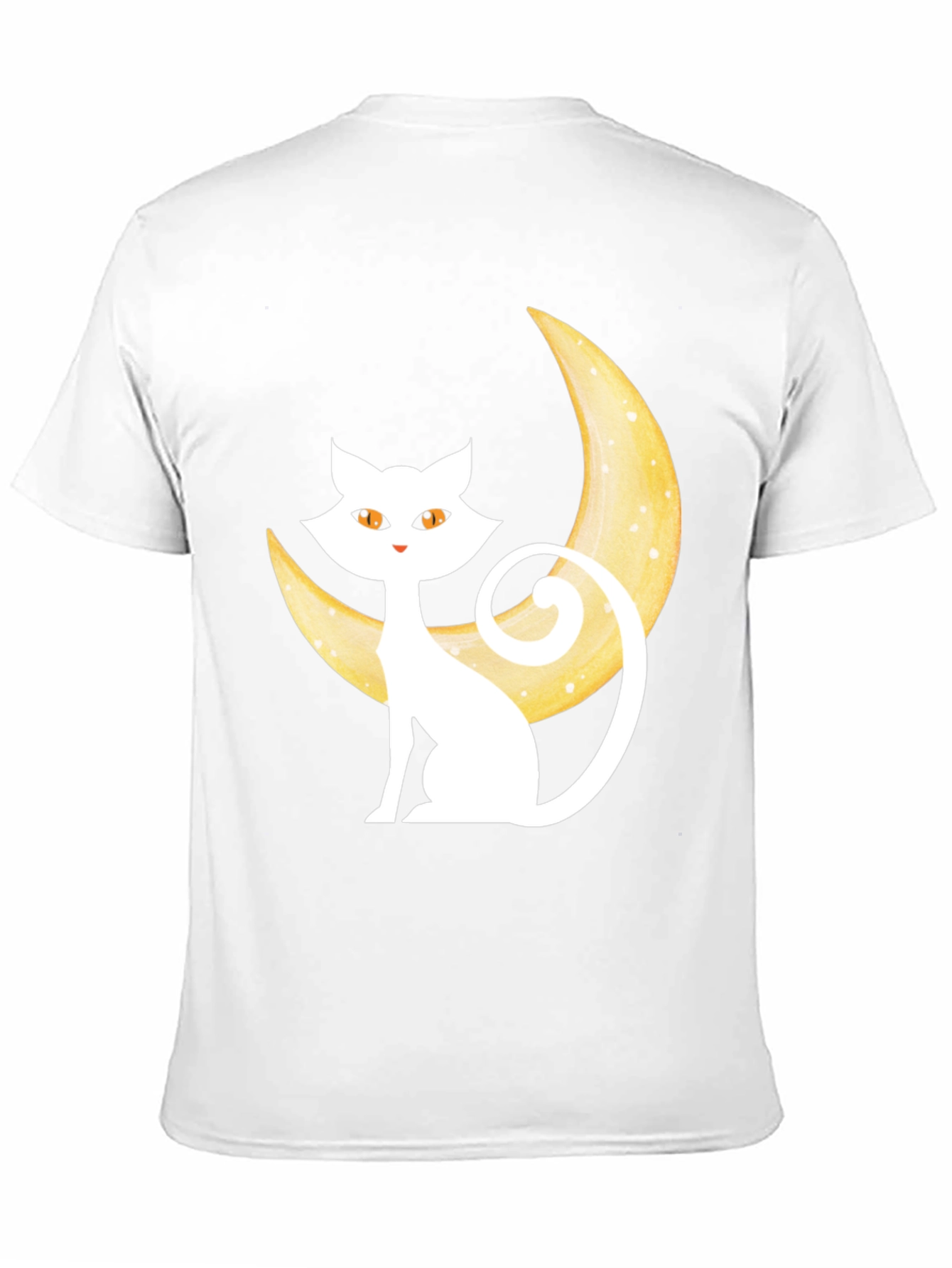 Cat on Moon Graphic Tee - Black Cotton Blend