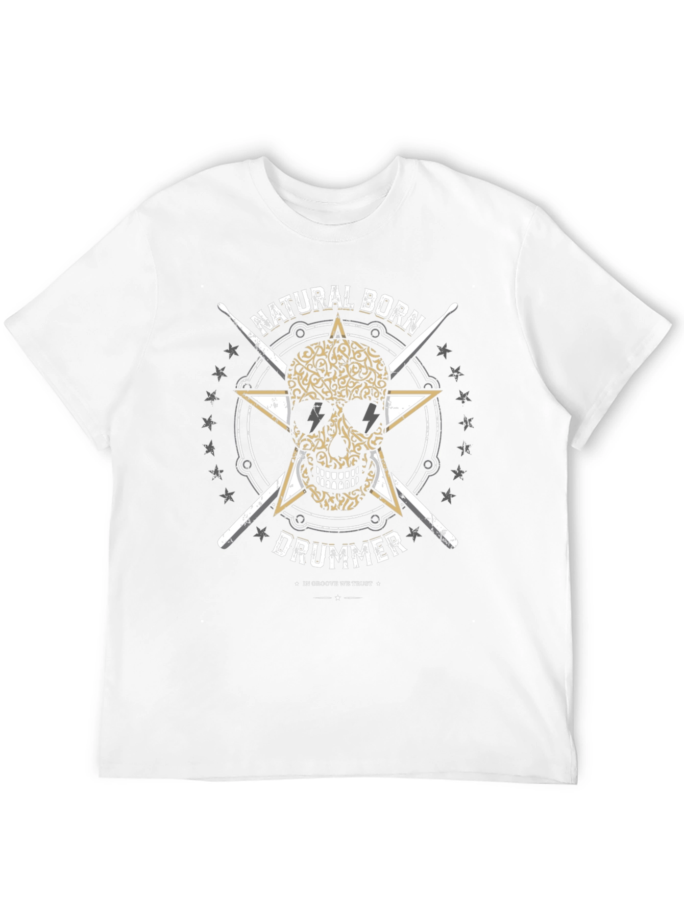 Natural Born Drummer Skull Graphic Tee