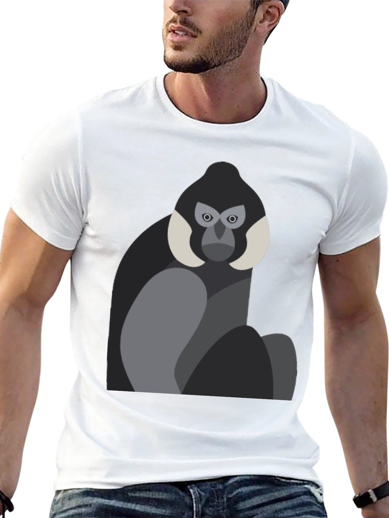 Geometric Monkey Graphic Tee - Black Unisex Shirt