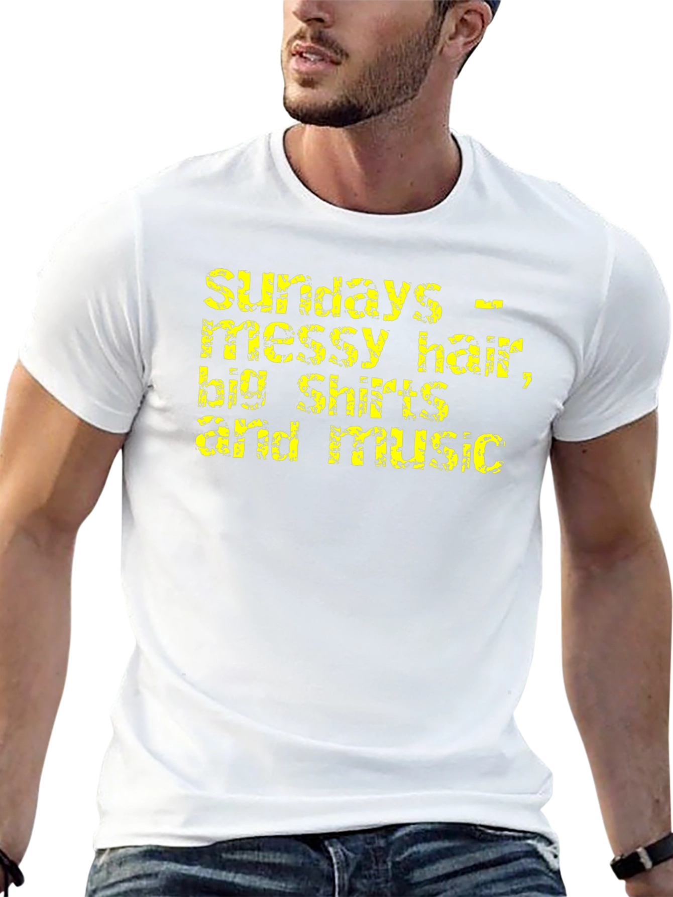Sundays - Messy Hair Big Shirts & Music T-Shirt