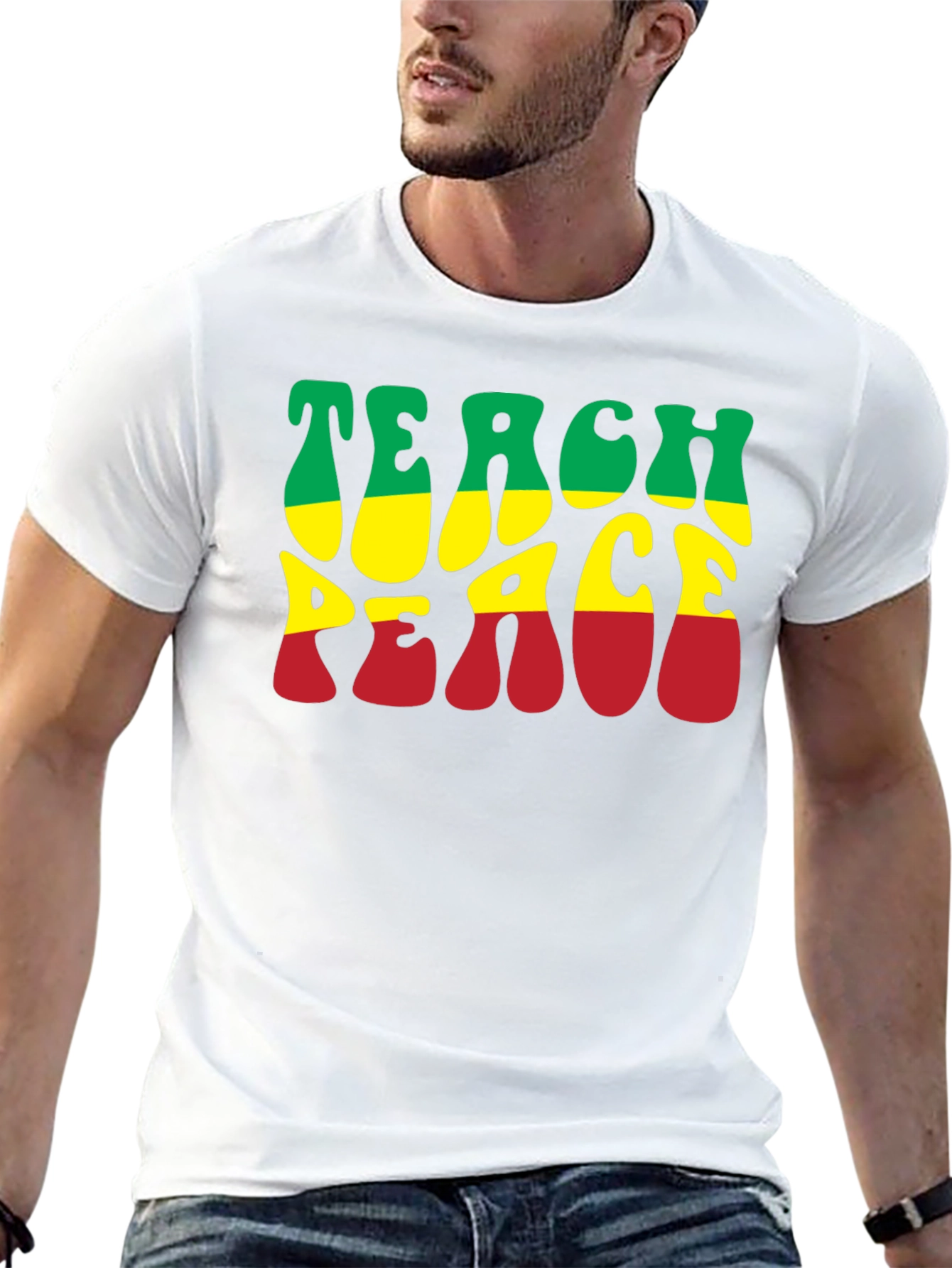 Teach Peace Rasta T-Shirt - Black Graphic Tee