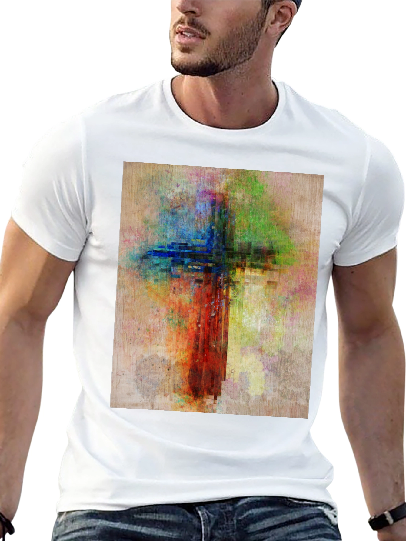 Abstract Christian Cross Graphic Tee
