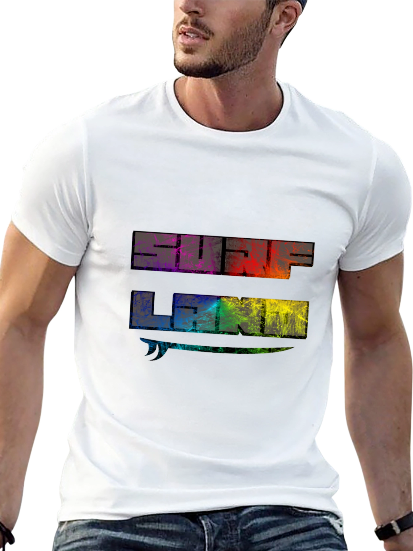 Surf Land Graphic Tee - Black Cotton Blend Shirt