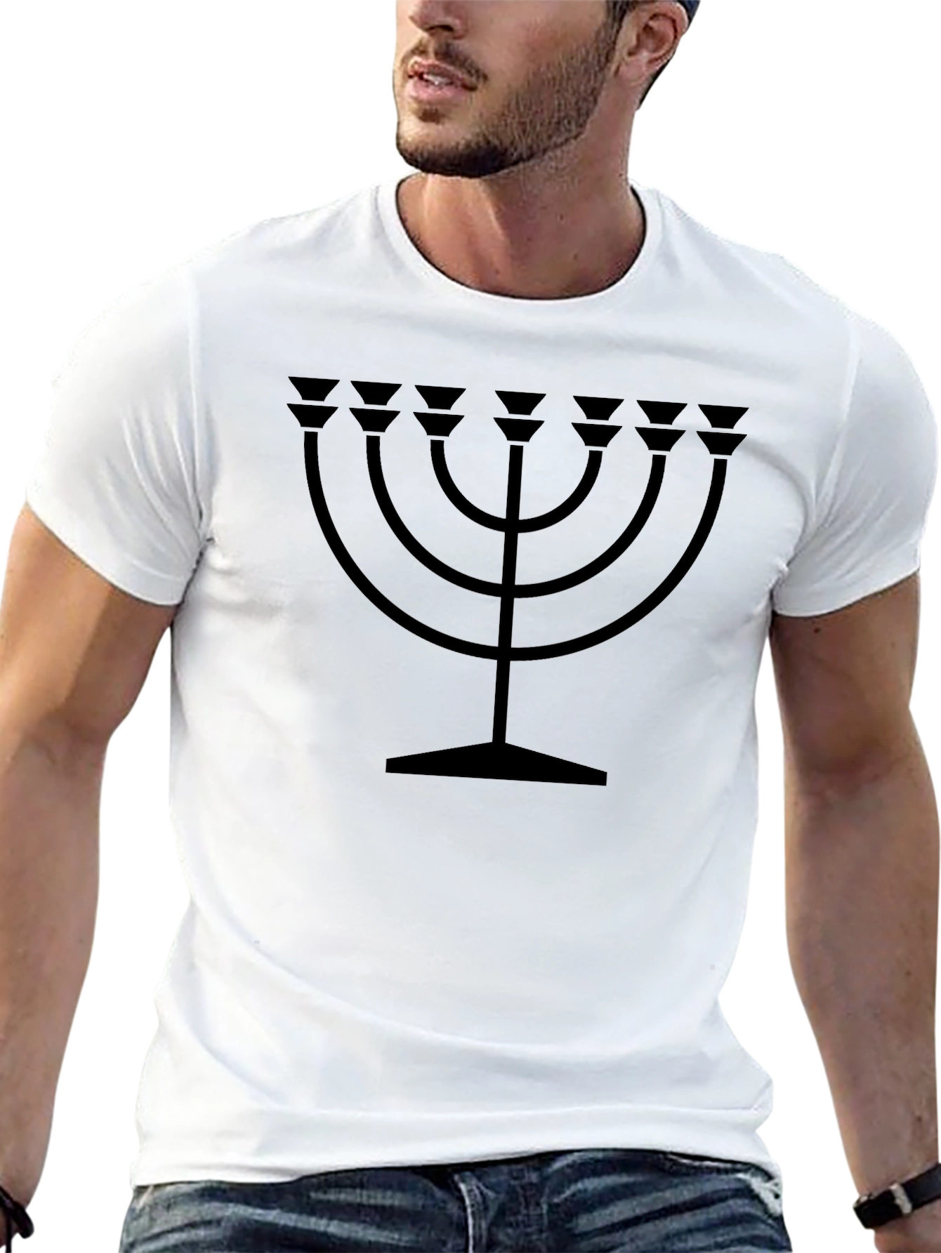 Menorah Graphic Black T-Shirt