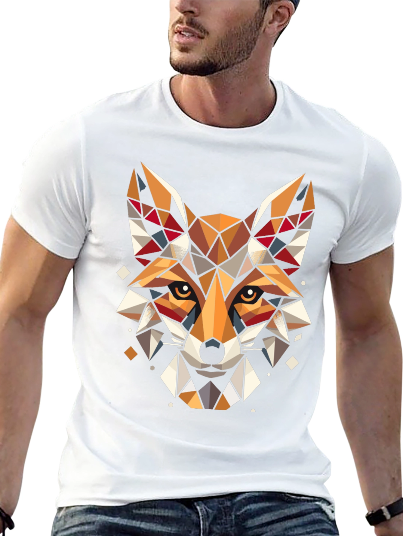Geometric Fox Graphic Tee - Stylish Unisex T-Shirt
