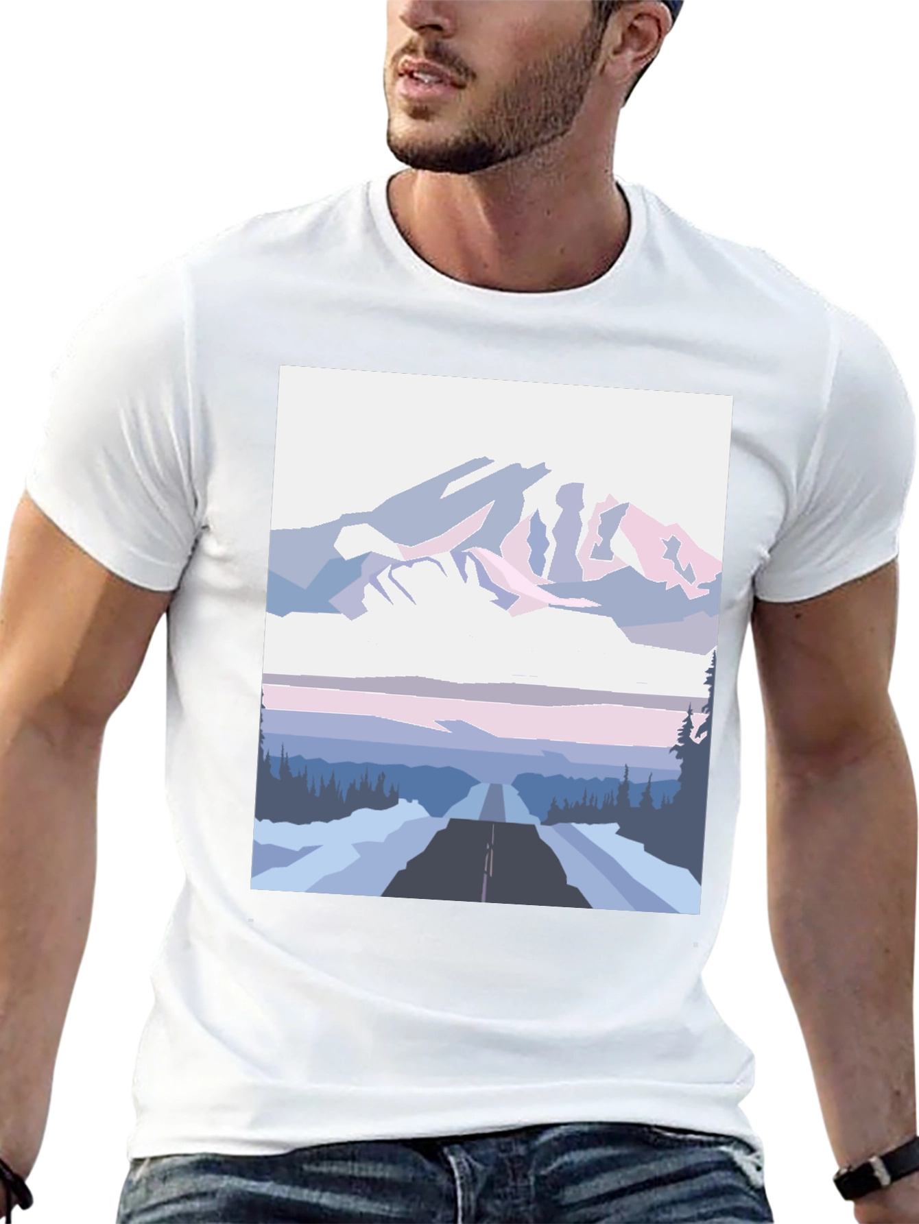 Mountain Road Graphic Tee - Black Cotton