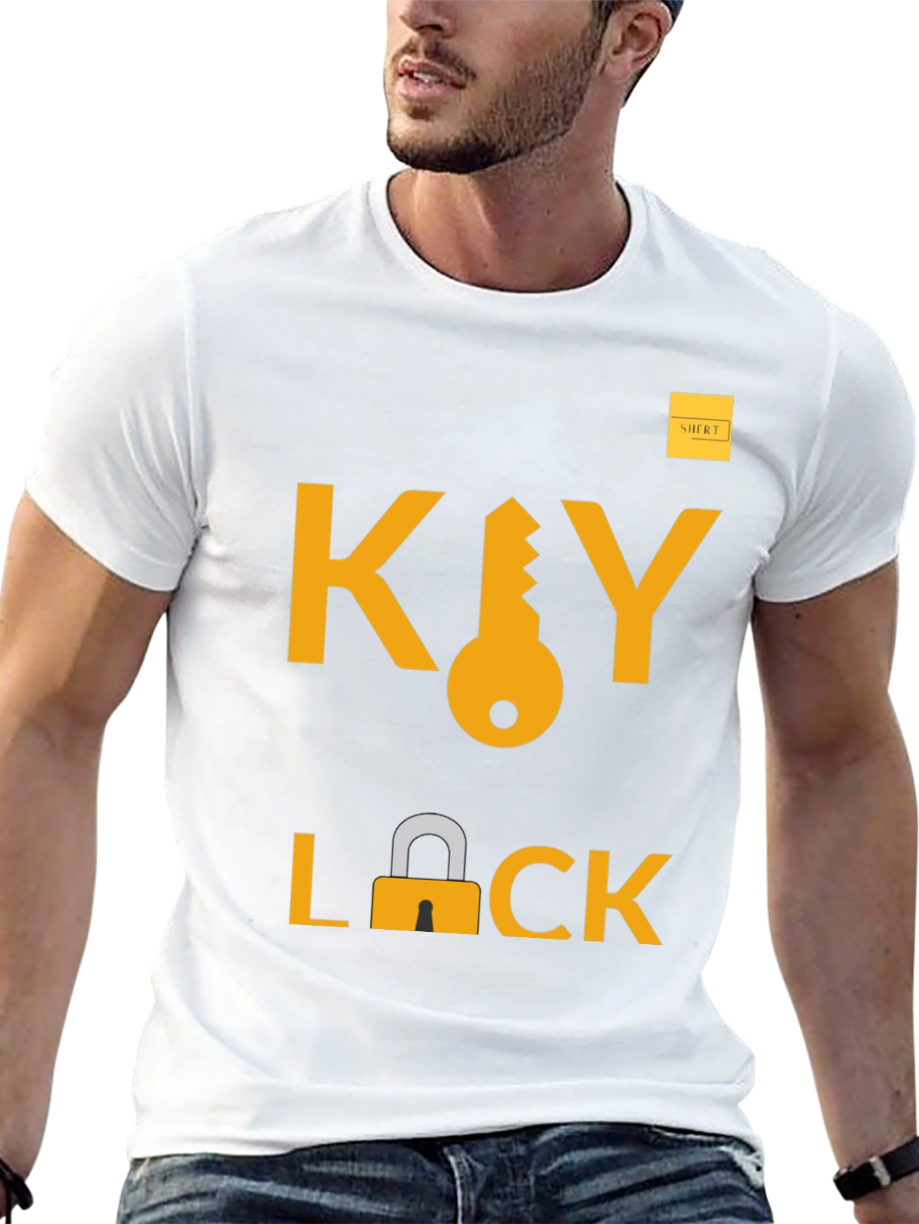 Key Lock Graphic Tee - Trendy Unisex T-Shirt