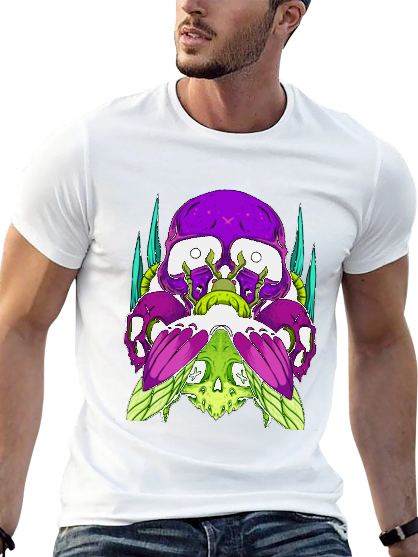 Skull Fusion Graphic Tee - Edgy Style