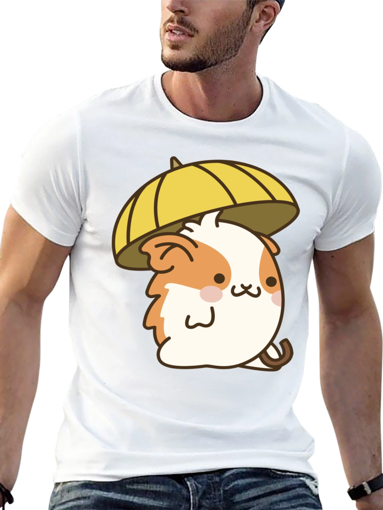 Cute Hamster Umbrella Black T-Shirt