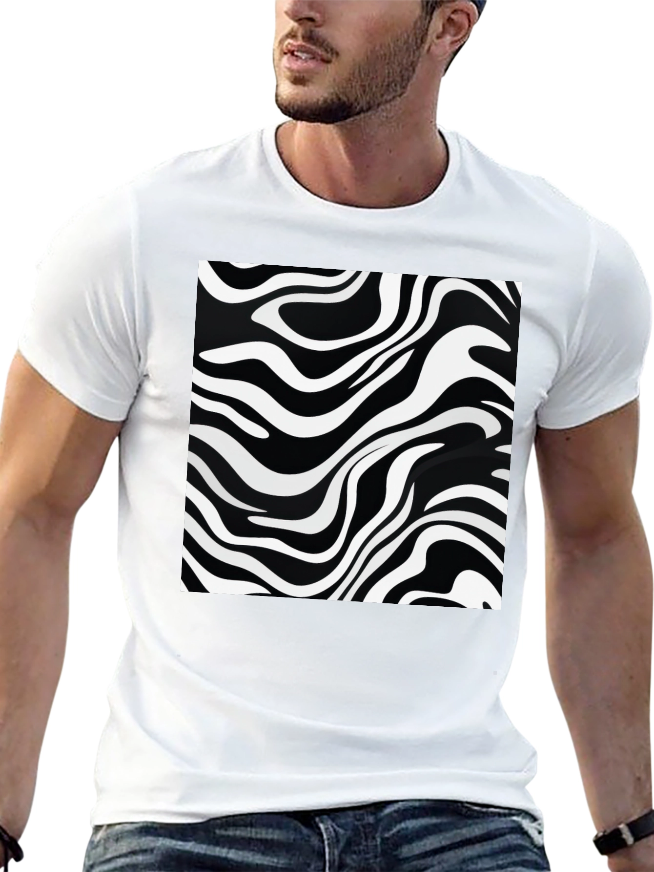 Zebra Stripe Graphic Black T-Shirt