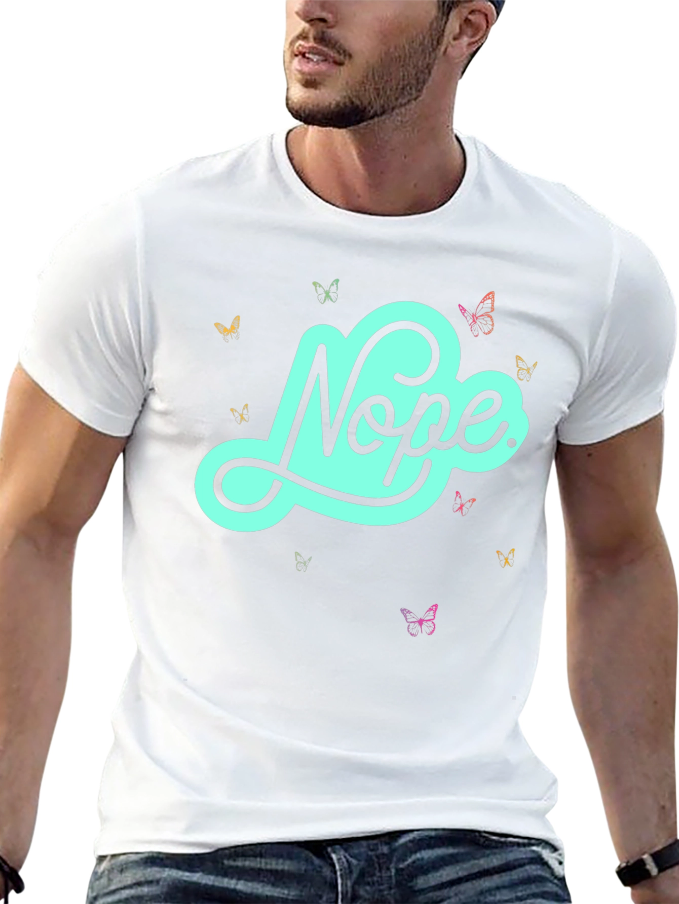 Nope Butterfly Graphic Tee - Casual Style
