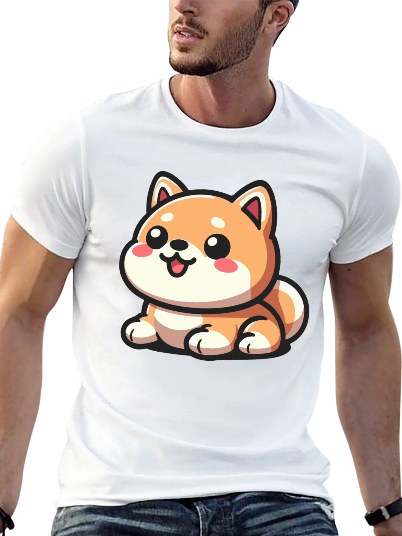 Cute Cartoon Shiba Inu Dog Graphic T-Shirt