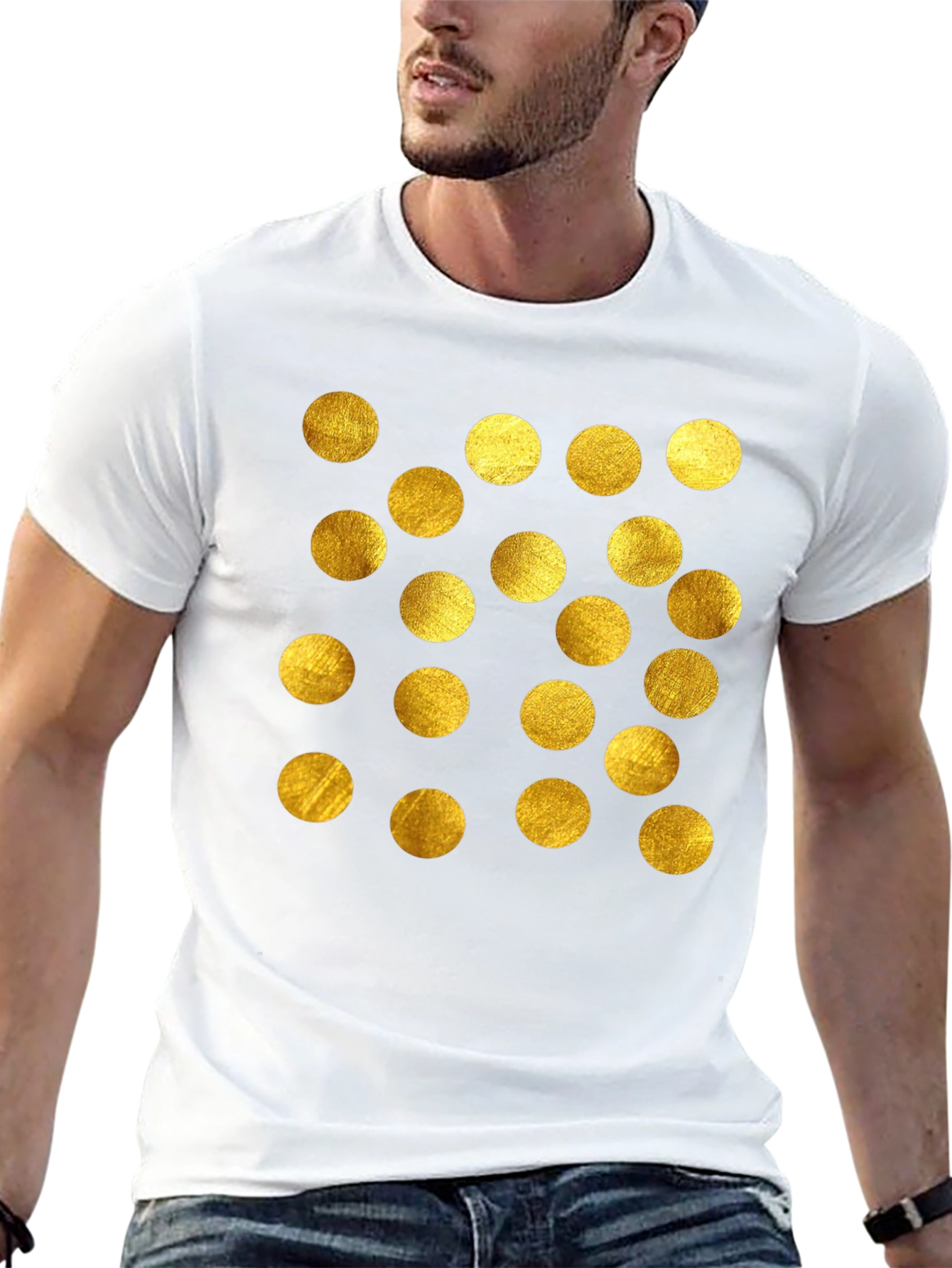 Gold Polka Dot Black T-Shirt