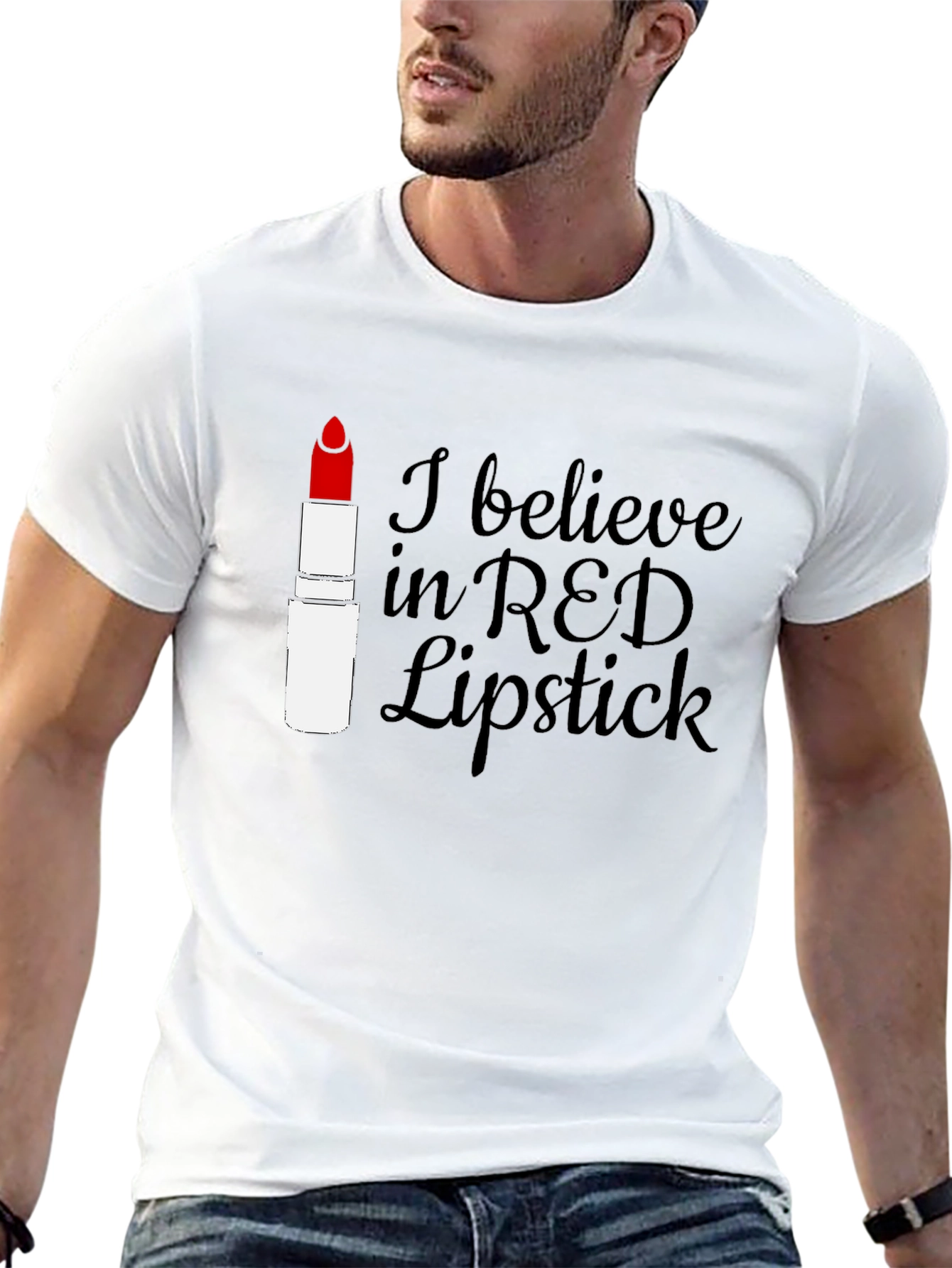 Red Lipstick Believer Tee - Stylish Graphic T-Shirt