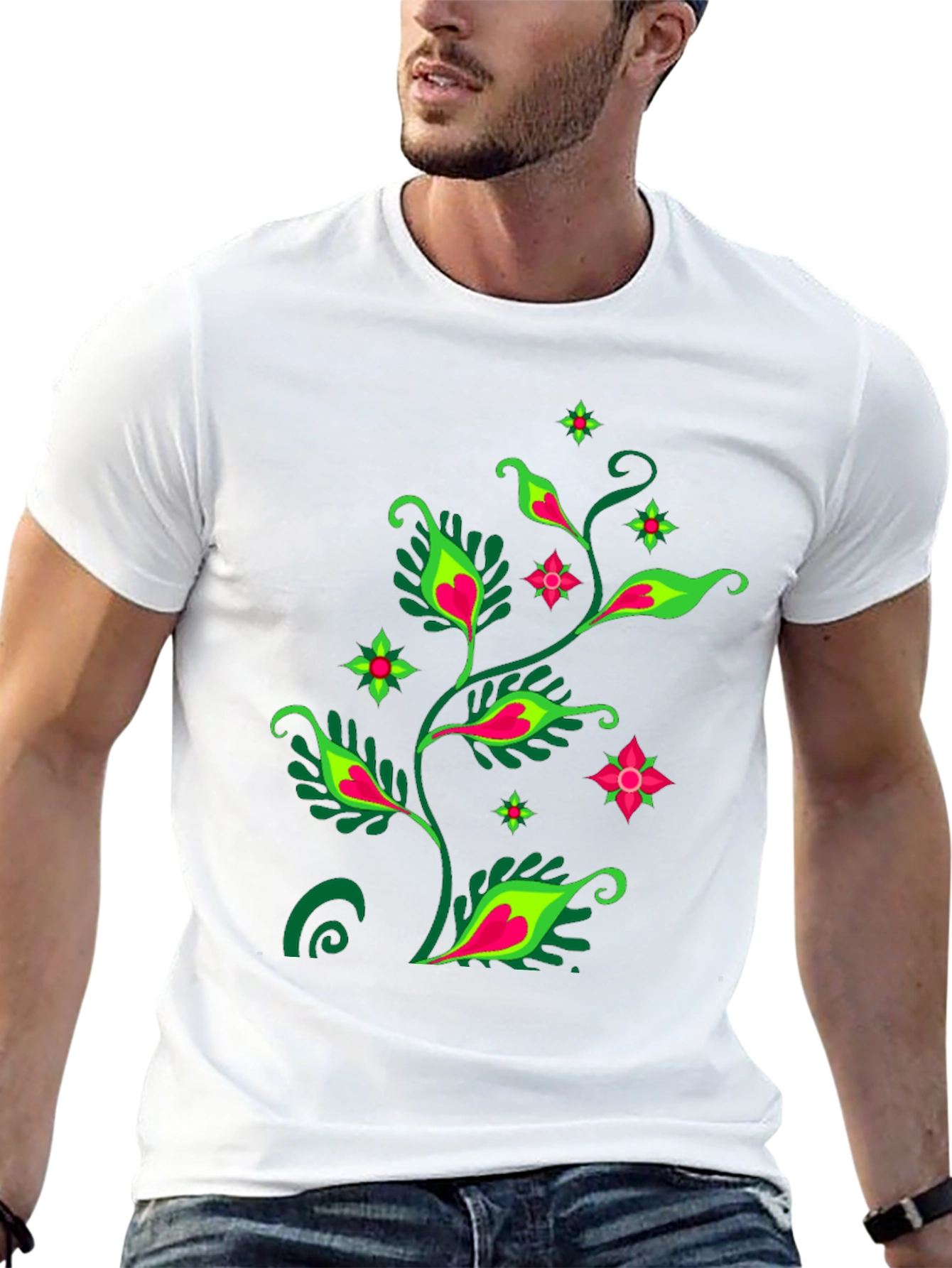 Floral Print Black T-Shirt - Stylish Casual Wear