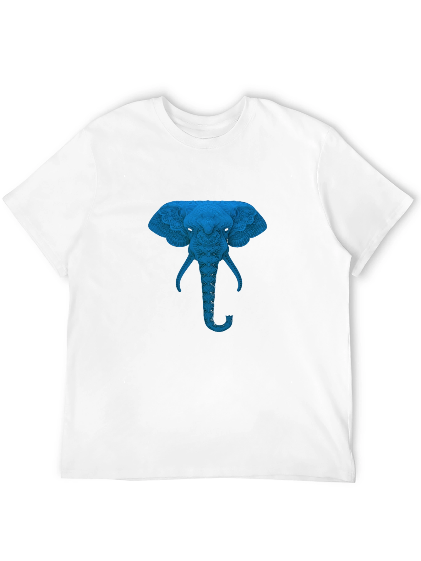 Blue Elephant Graphic Print Black T-Shirt