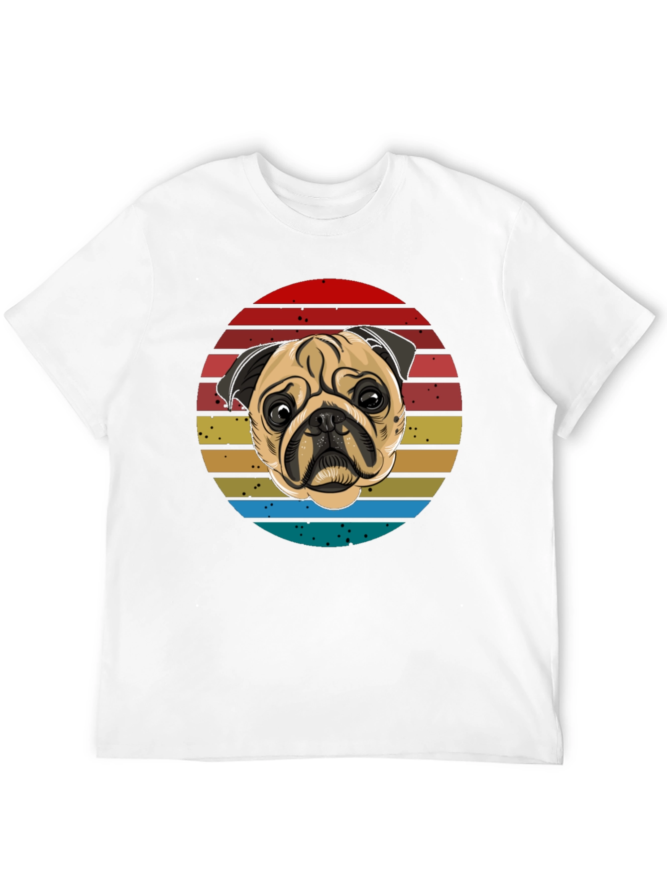 Pug Retro T-Shirt Black Cotton Tee
