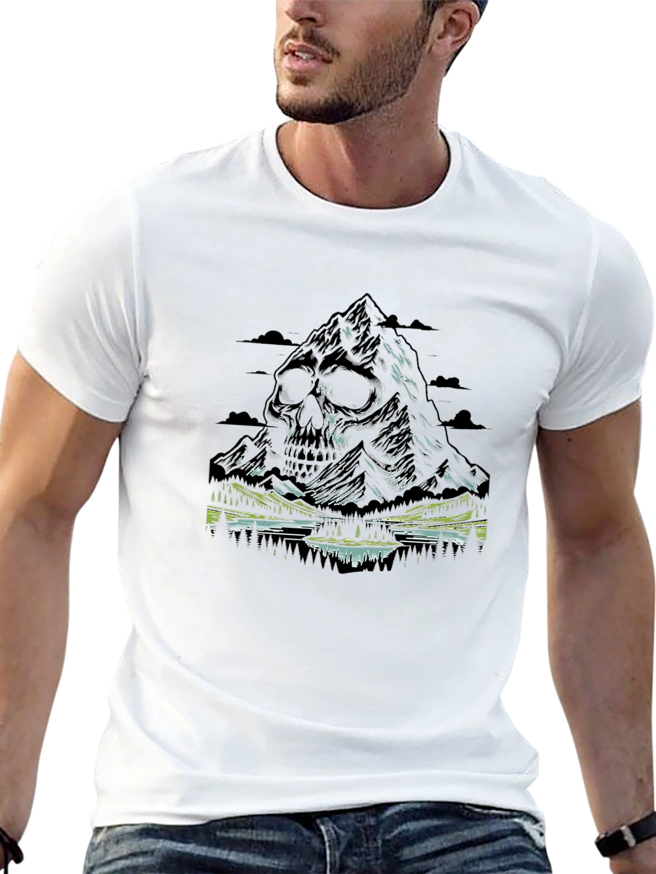 Skull Mountain Graphic Tee - Mens Black T-Shirt